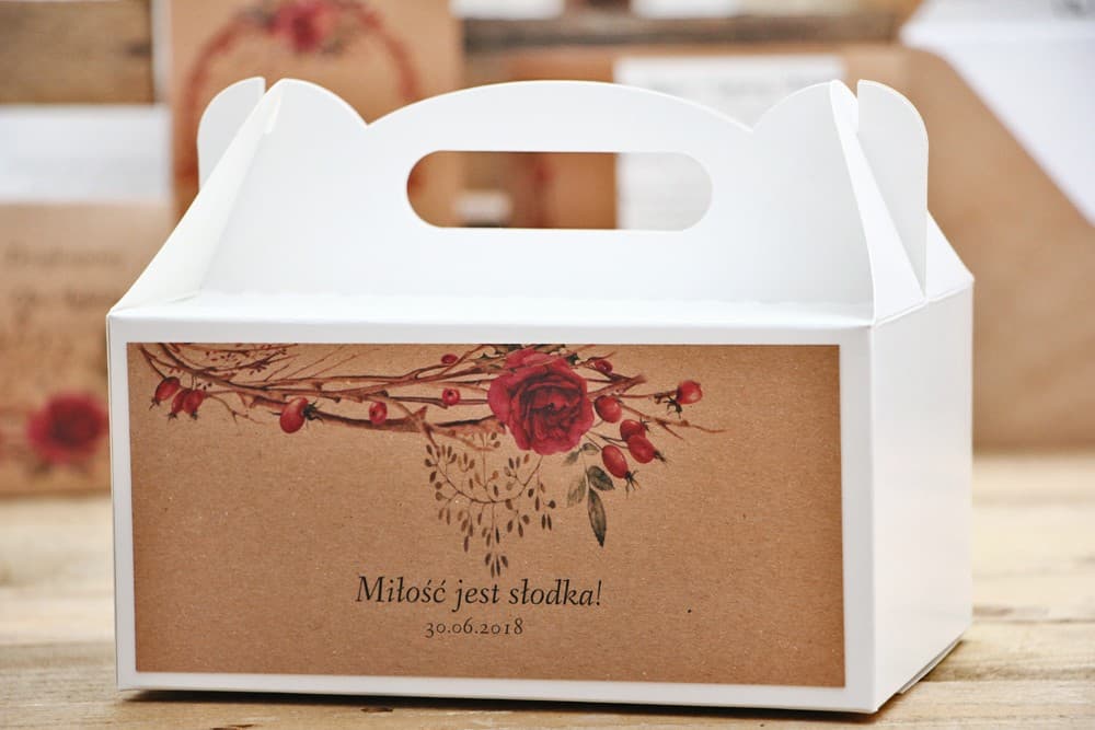 Hochzeitskuchen-Box mit Waldmotiv Personalisiert | Elegante Verpackung für Gäste | Owoce Lesne nr 7