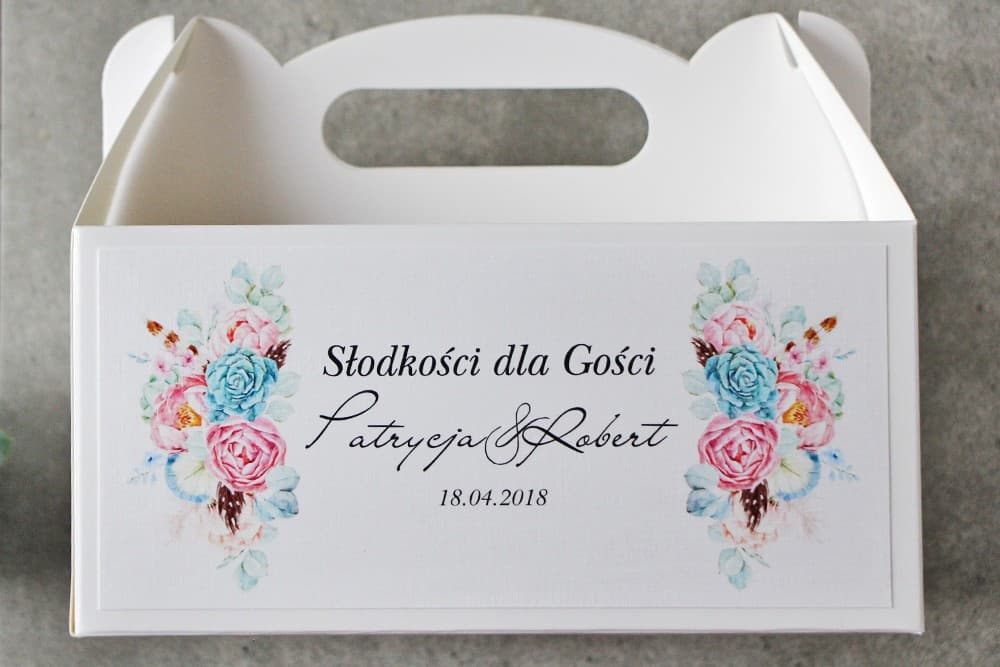 Elegante Kuchenbox mit Griff im Boho-Design | Personalisiertes Gastgeschenk | Kollektion Pistacjowe Nr. 24