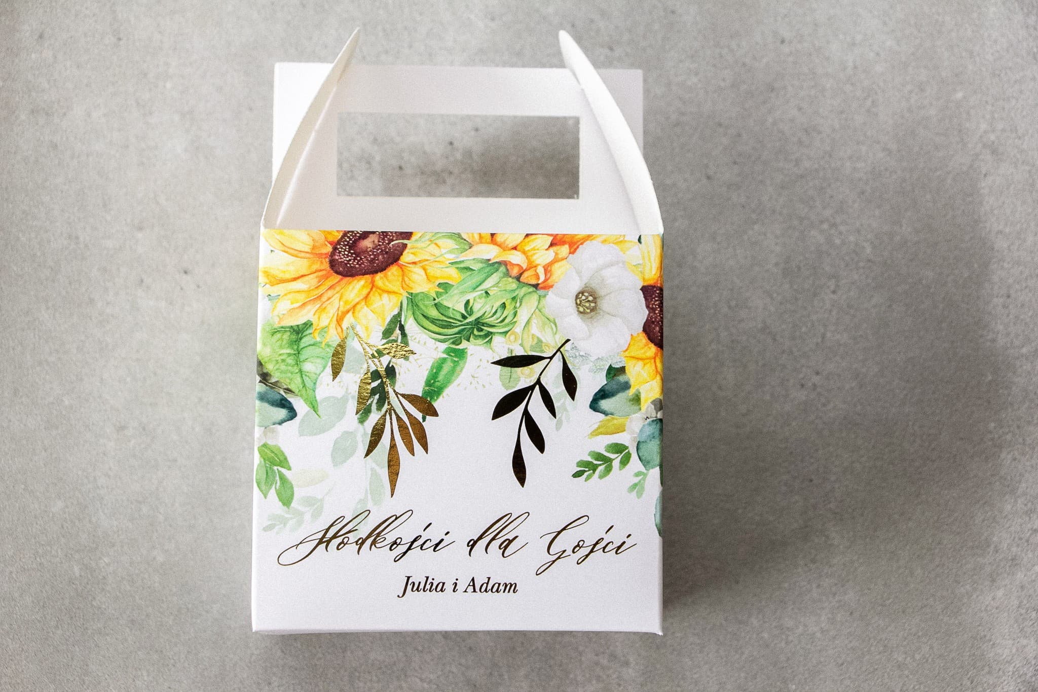 Vergoldete Kuchenschachteln Rubin Nr. 7 – Rustikaler Stil mit Sonnenblumen