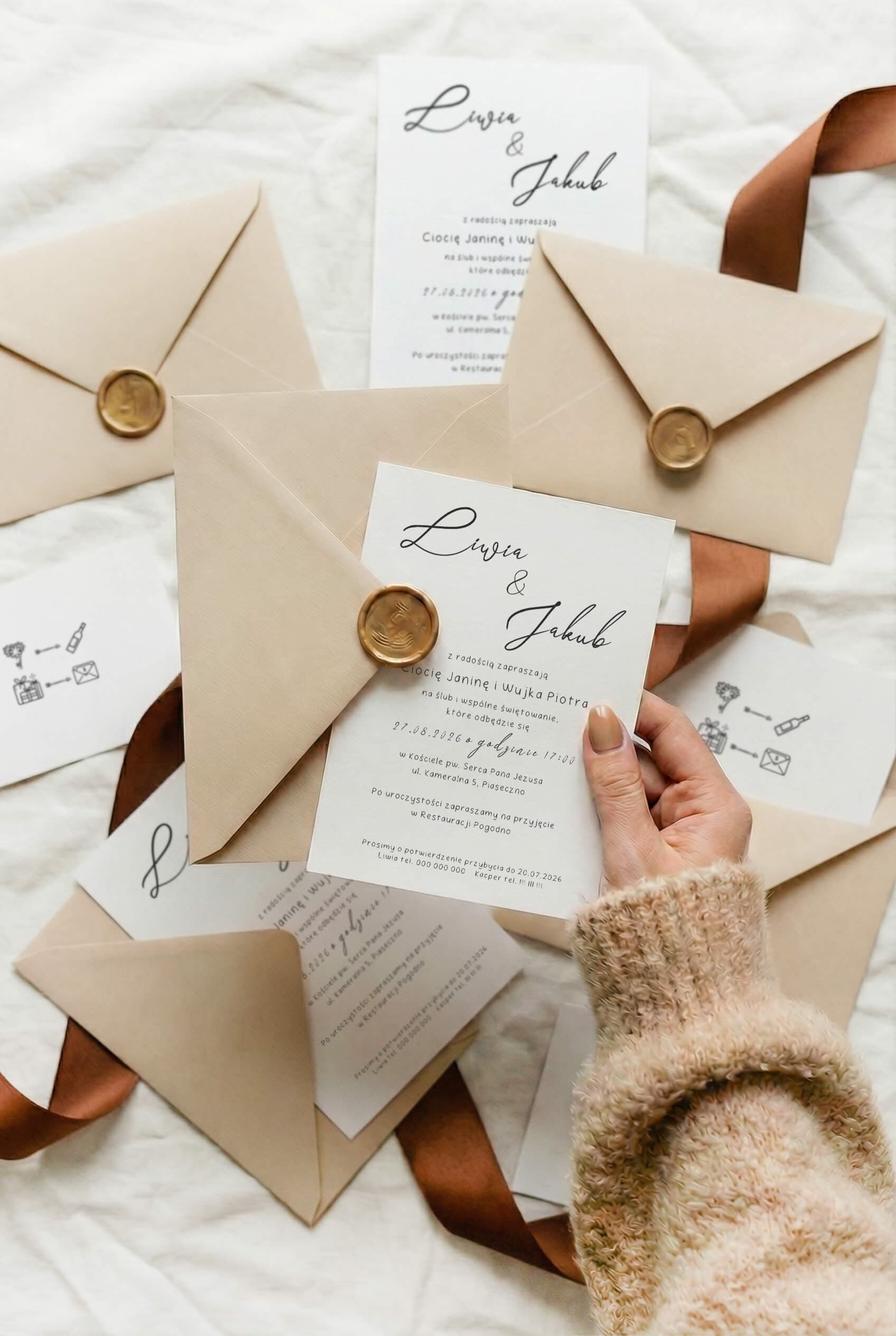 Lauren No. 4 Wedding Invitation – Boho Style with Camel Envelope