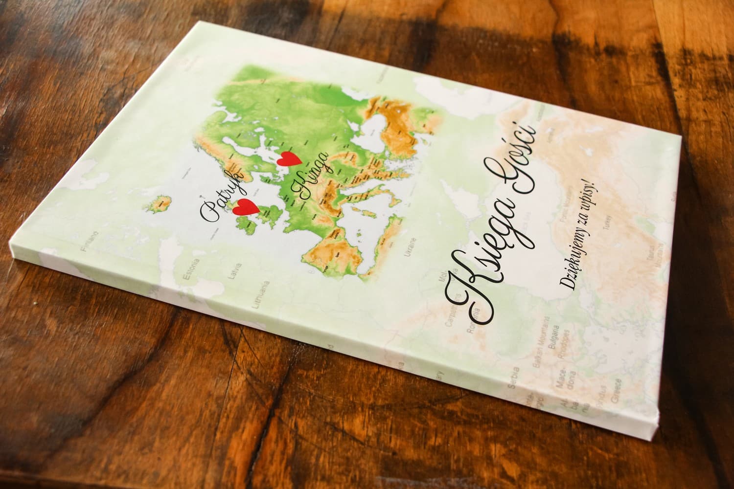 Libro de Firmas Personalizado con Mapa de Europa | Recuerdo de Boda en Estilo Viajero | Mapa de Sentimientos nº 2