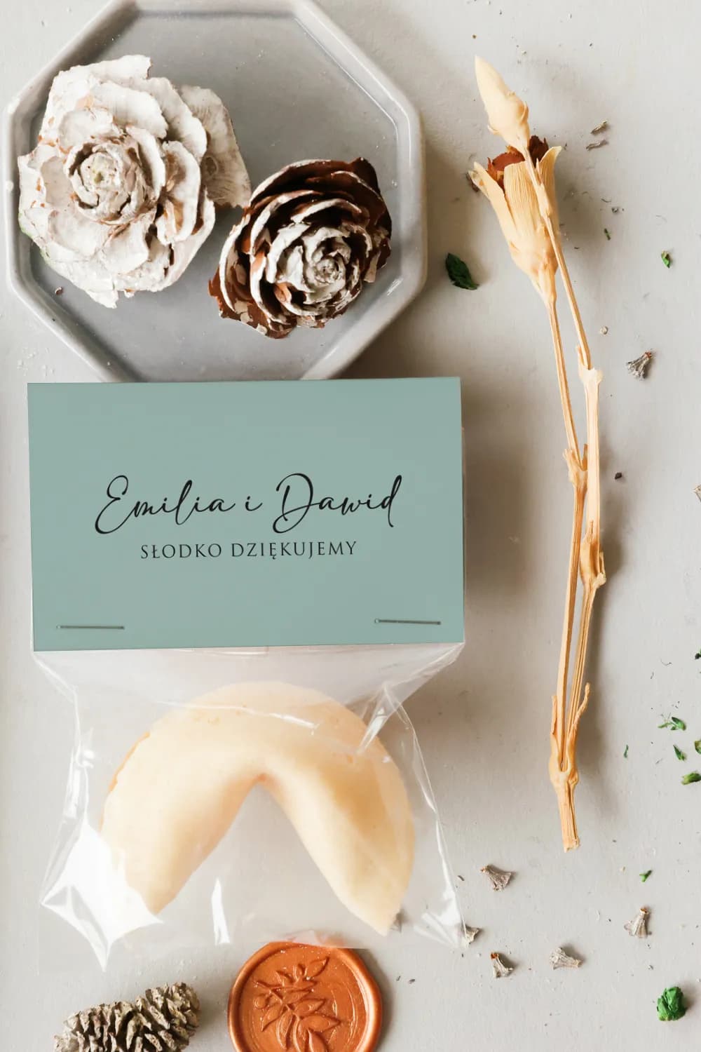 Light Blue Fortune Cookies with Personalized Labels | Unique Wedding Favours | Cejla No. 1