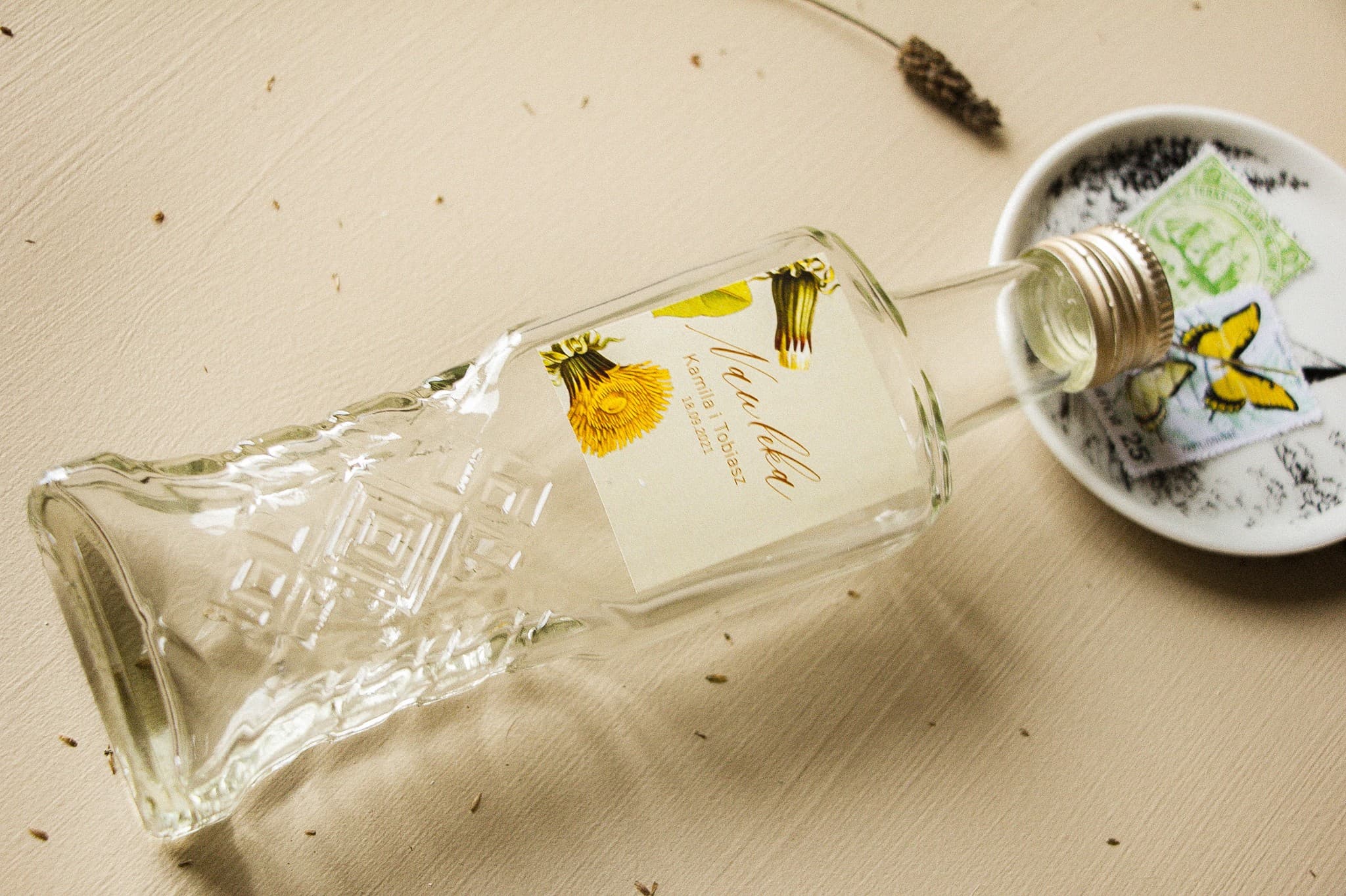 Gastgeschenke Likörflaschen mit Pusteblumen-Motiv Kollektion Opal Nr. 6