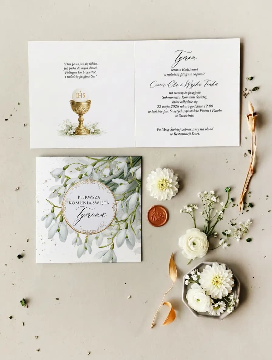 Lily of the Valley & IHS Communion Invitation – Matylda No. 3