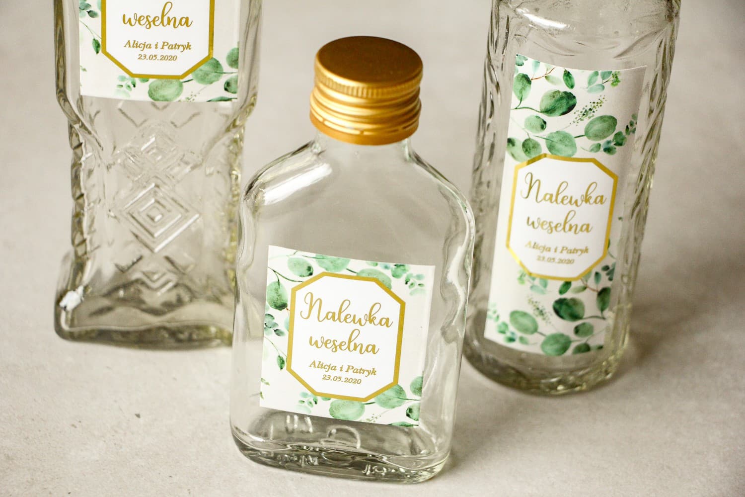 Wedding Favour Liqueur Bottles with Gold Foiling - Lotus No. 3