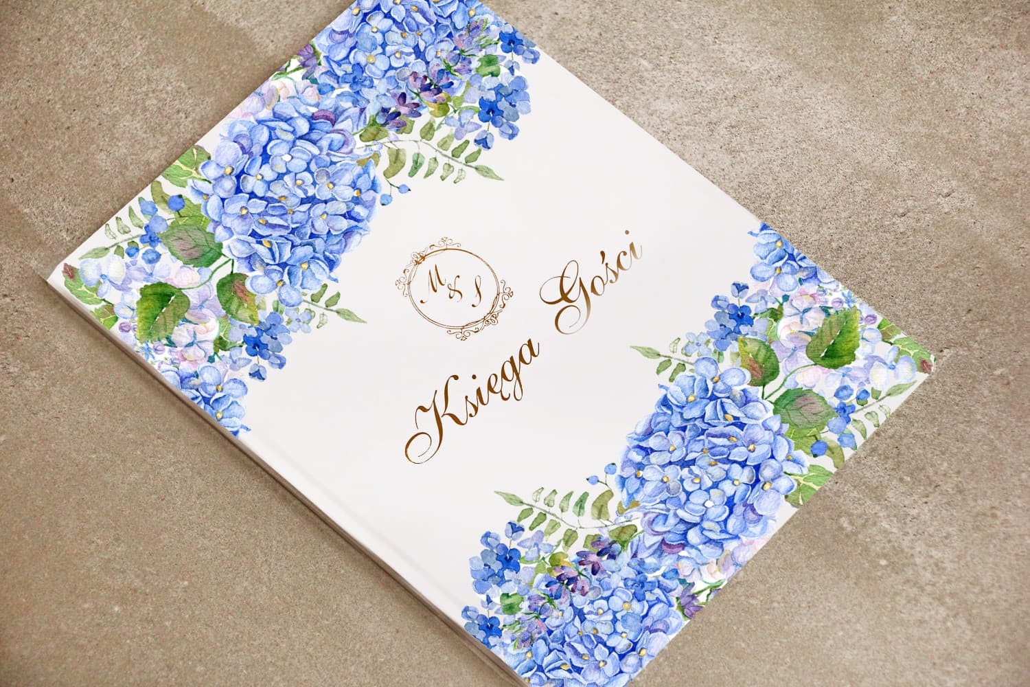 Livre d'Or Doré avec Fleurs et Monogramme | Livre d'Or de Mariage Élégant Personnalisé | Sorento n° 5