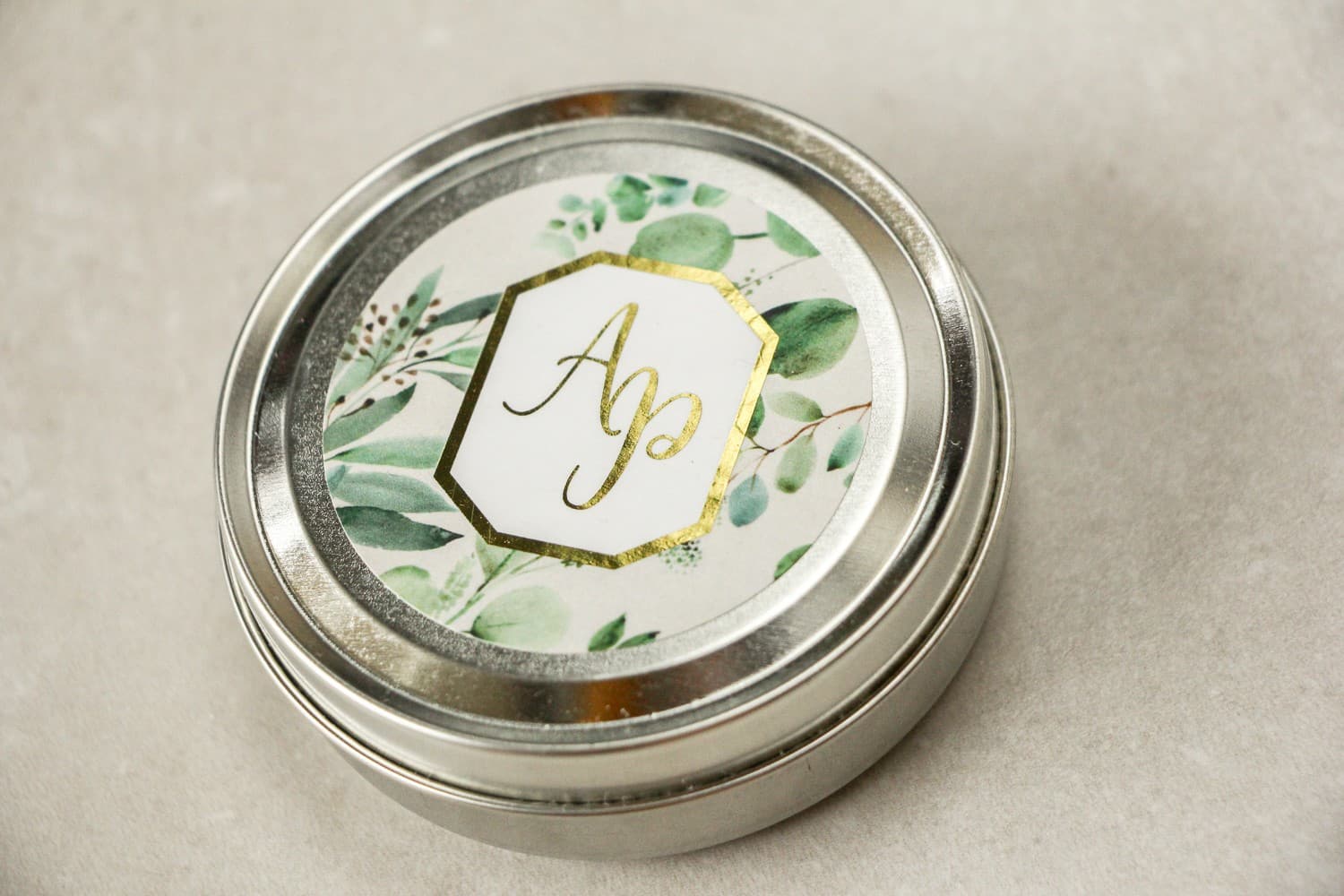 Lotus No. 3 Soy Candle – Gold-Foiled Eucalyptus Wedding Favours