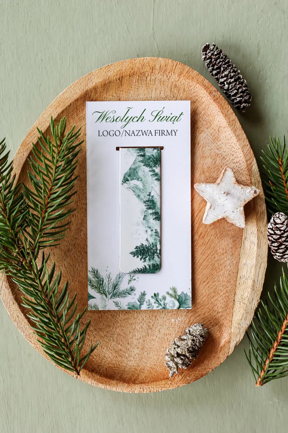 Personalized bookmark with space for company logo, model ZKS22, as a Christmas promotional gadget example.