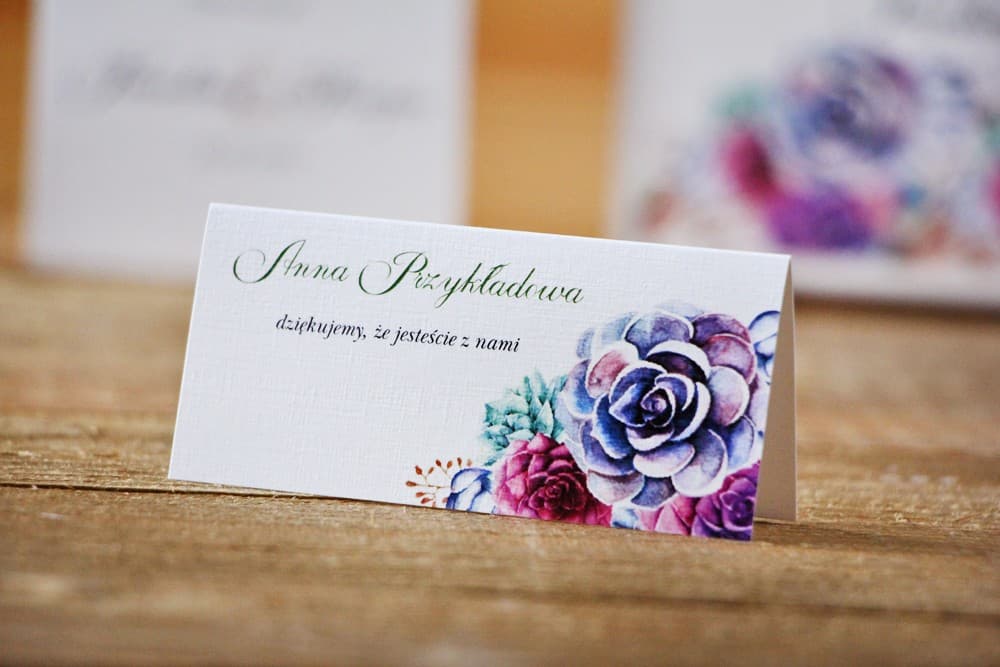 Marcasitios de Boda Acuarela nº 1 – Tarjetas de Mesa con Motivo de Suculentas