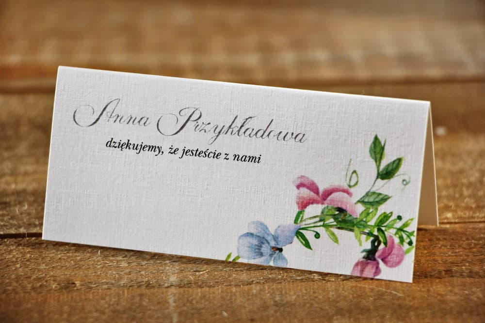 Marcasitios de Boda Acuarela nº 4 – Tarjetas de Mesa con Motivo de Violetas Pastel