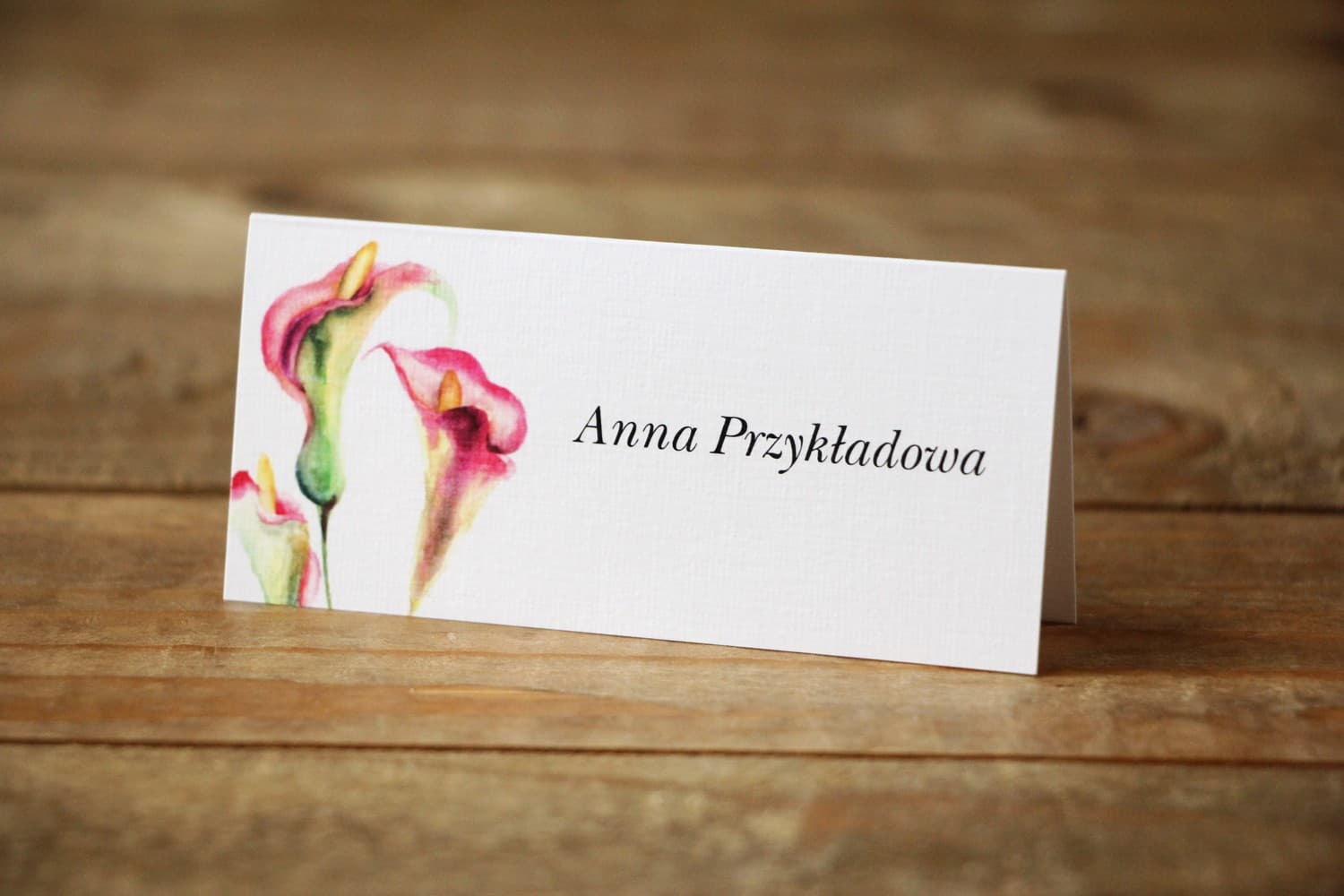 Marcasitios de boda, tarjetas para mesa nupcial con personalización - Calas sutiles en tonos rosa y verde