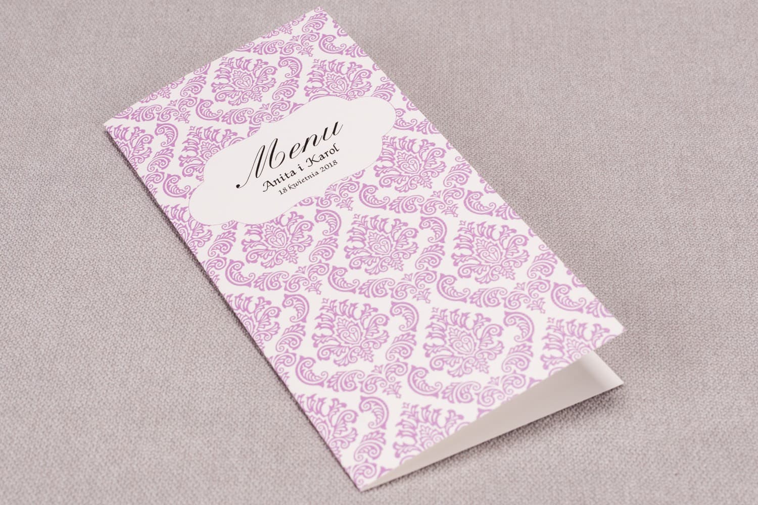 Elegante Menú de Boda Ornamentos Rosas | Carta de Platos Personalizada | Madras N.º 4