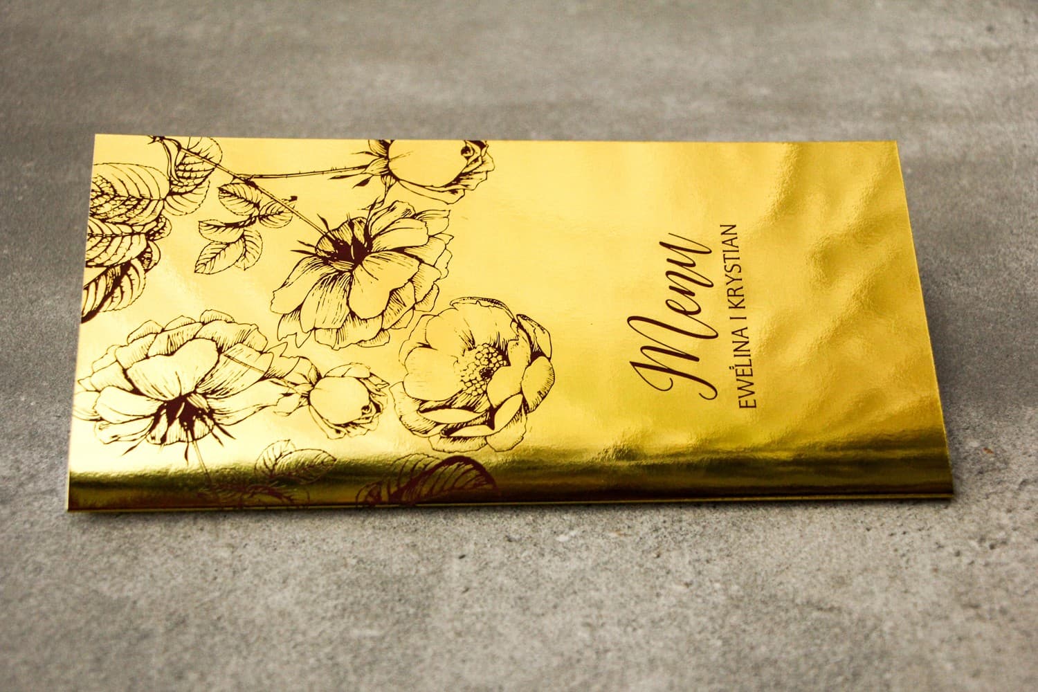 Menú de Boda Dorado con Rosas Burdeos | Elegancia y Estilo | Brilant No. 4