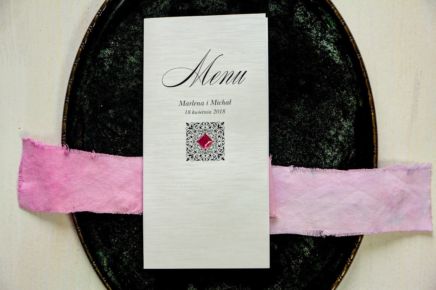 Menu de Mariage Glamour avec Zircone | Carte de Menu Élégante | Brenet n° 2