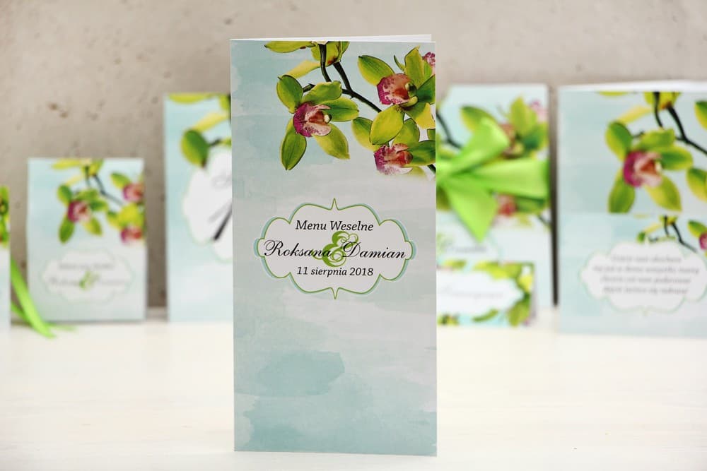 Menu Matrimonio Pieghevole Orchidee Acquerello | Eleganti Carte Menu per Tavolo Nuziale | Felicja n. 20