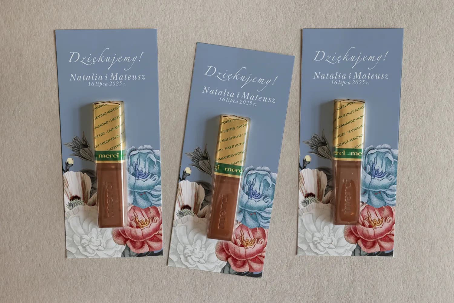 Merci Chocolate Favours Blue Floral | Wedding, Baptism, Communion Gifts | Ethereal No. 4