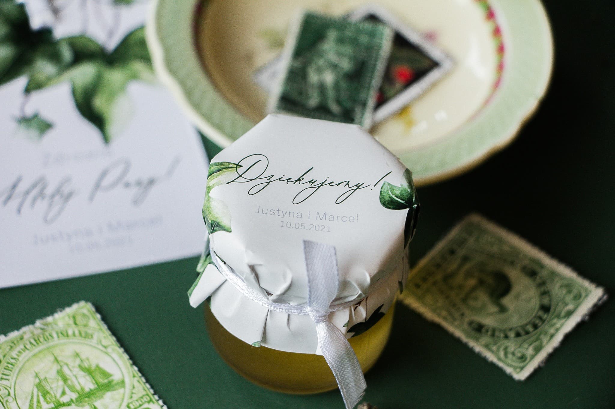 Petit Pot de Miel Remerciement Invités Soft n° 2 – Cadeau Naturel au Motif de Lierre Greenery