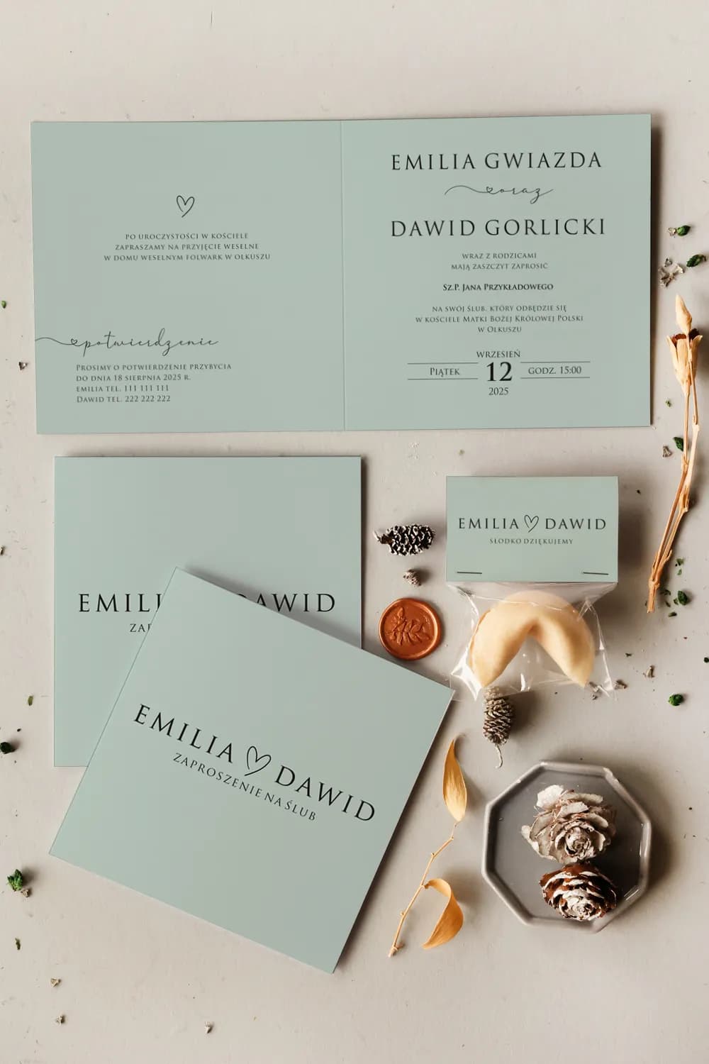 Cejla No. 23 Wedding Invitation – Minimalist in Sage Green