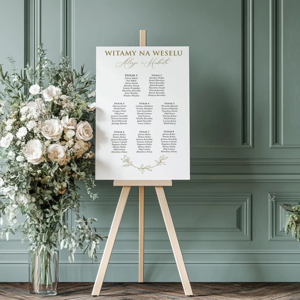 Goldener Sitzplan für die Hochzeit – Ruskus Nr. 2