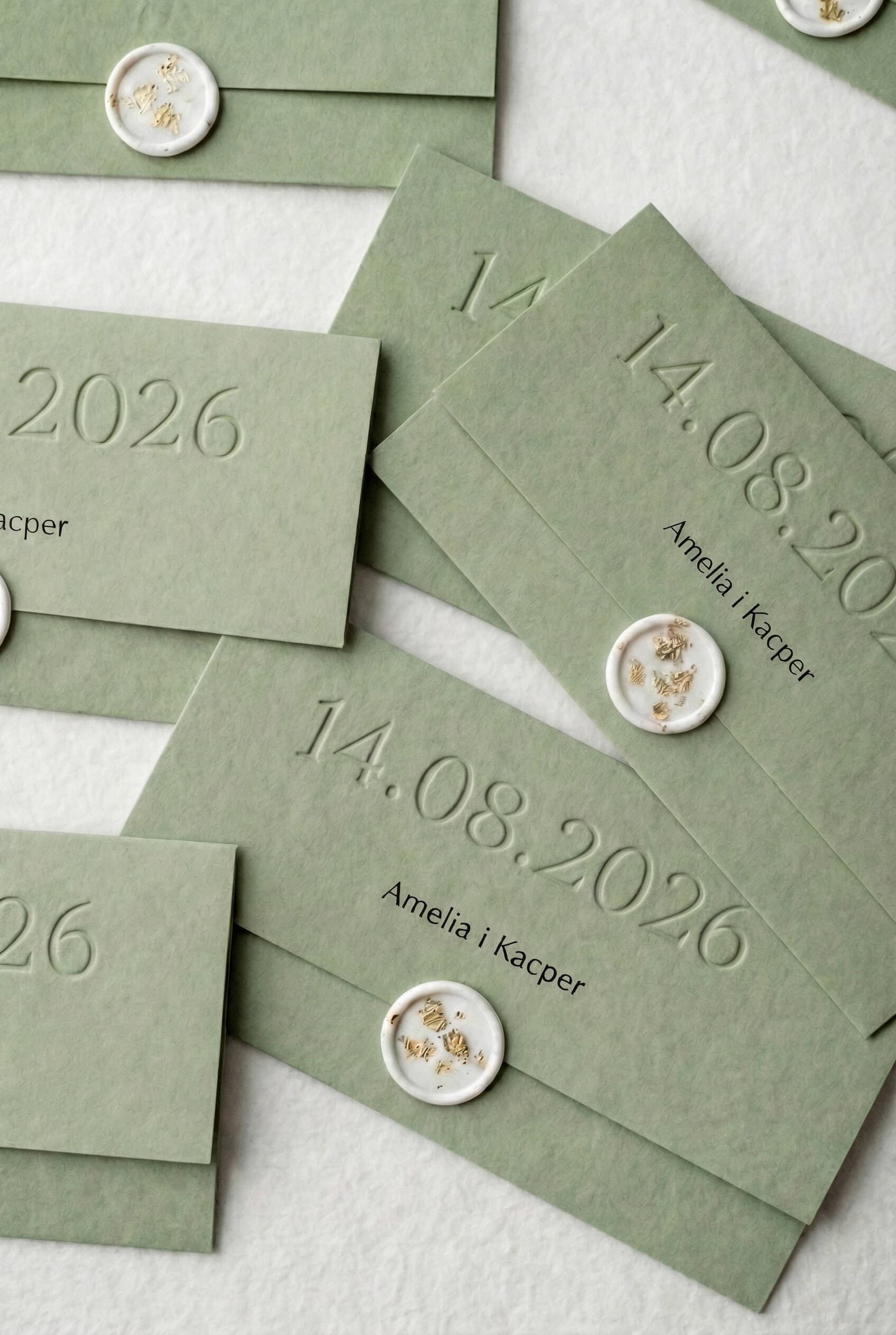 Zaproszenia na Wesele Gaja nr 2 – Szałwiowe z Tłoczeniem Letterpress