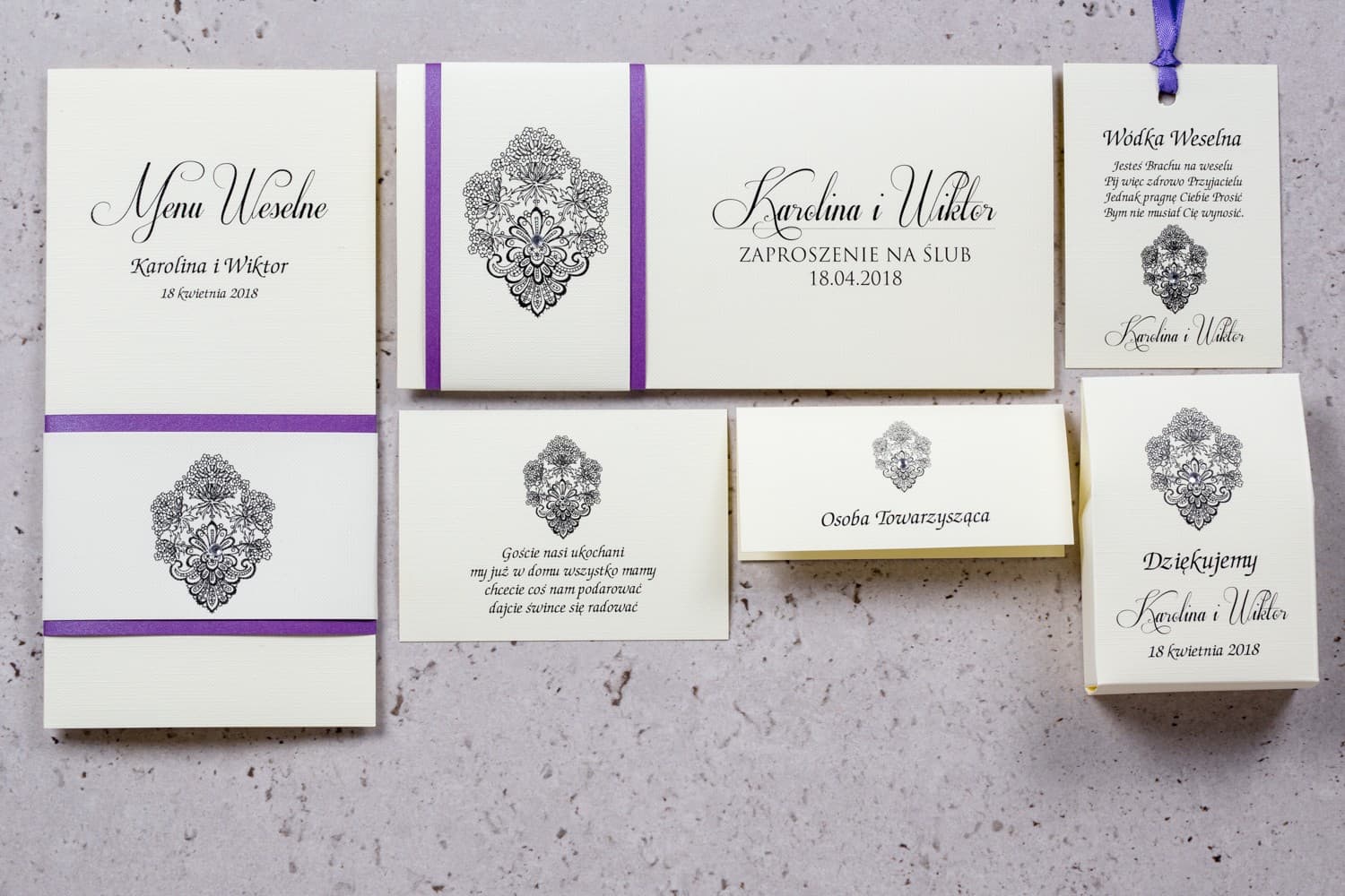 Wedding Invitation Samples with Cubic Zirconia | Stationery Sample Set | Moreno Design 4