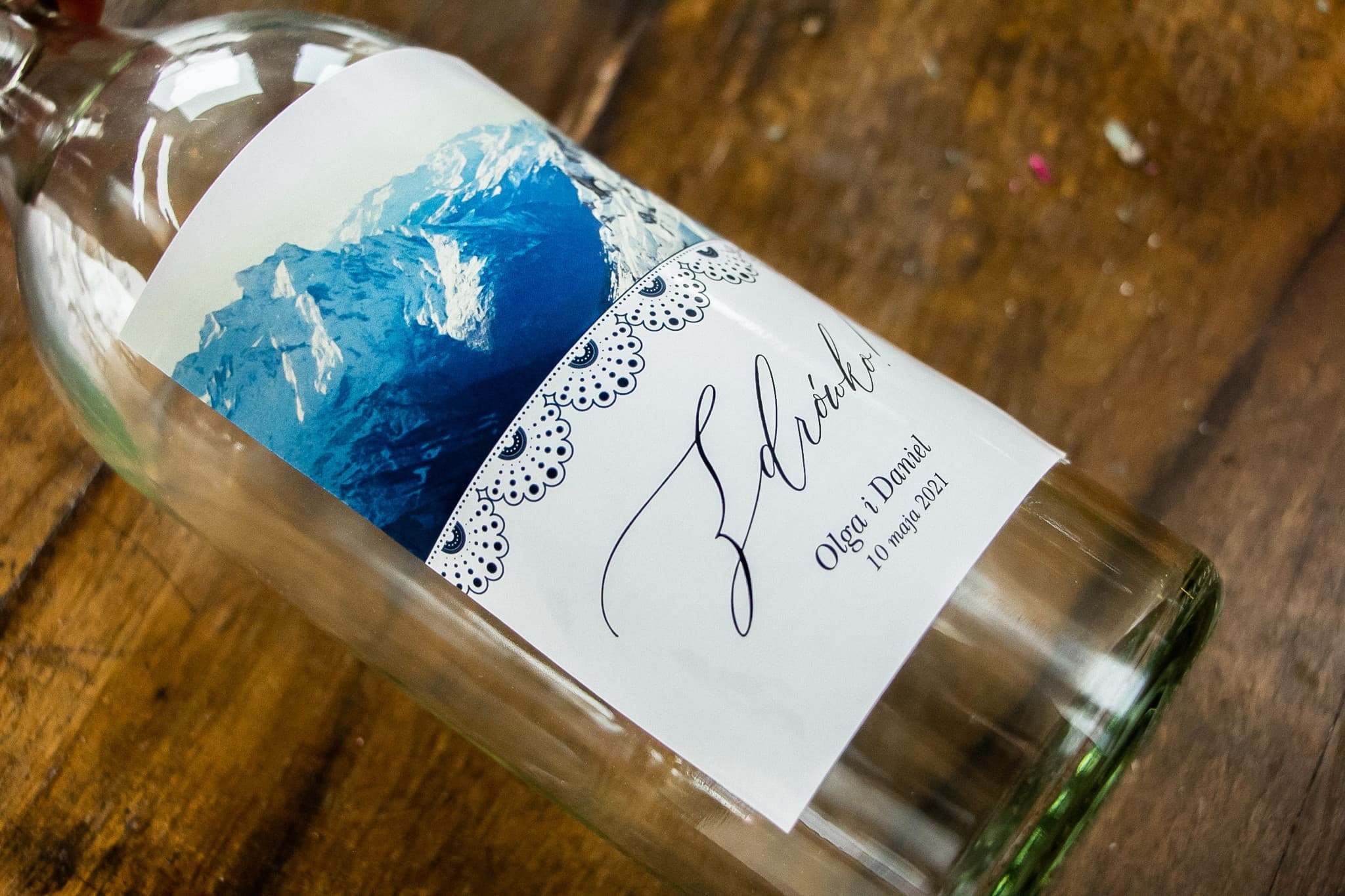Mountain Themed Vodka Labels, Personalized Alcohol Stickers | Mountain Wedding Labels | Topaz No. 1