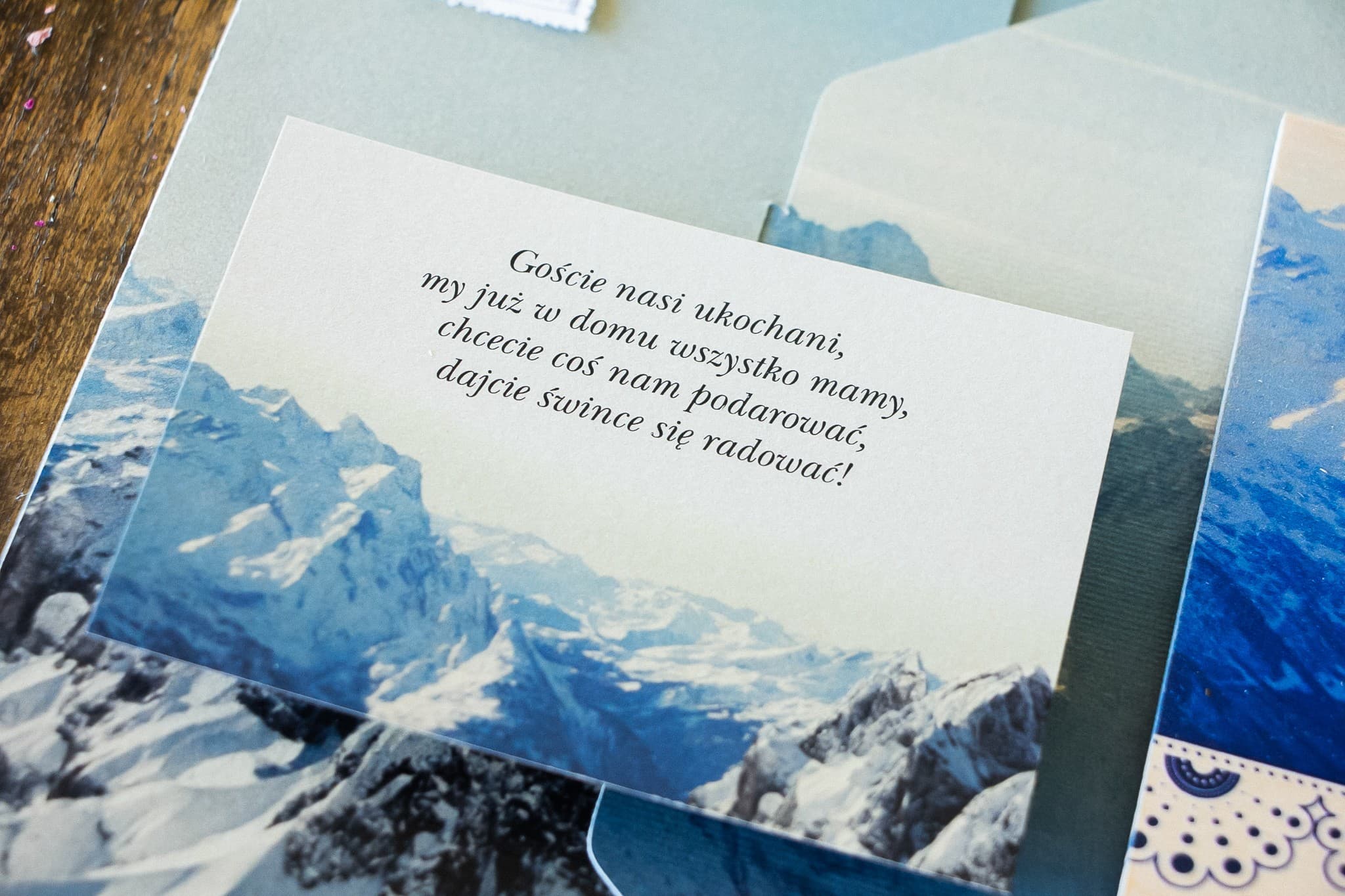 Mountain Theme Wedding Invitation Enclosure Card, Cream | 'In Lieu of Flowers' Card | Topaz No. 1