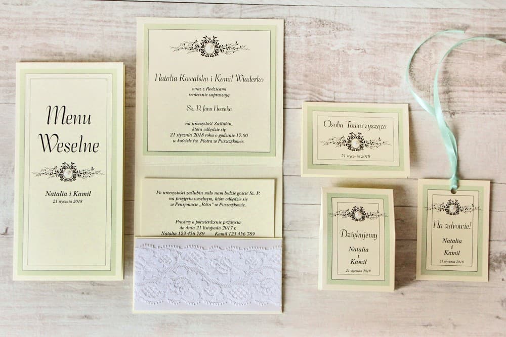 Set de Muestras de Boda con Encaje, Papel Perlado | Muestras de Invitaciones y Complementos | Con Encaje nº 8