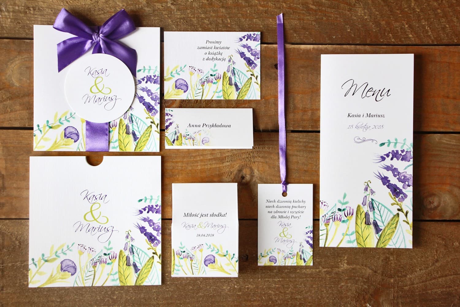 Muestras de Invitaciones de Boda Acuarela | Set de Papelería para Evaluar Calidad | Flores Pintadas nº 22