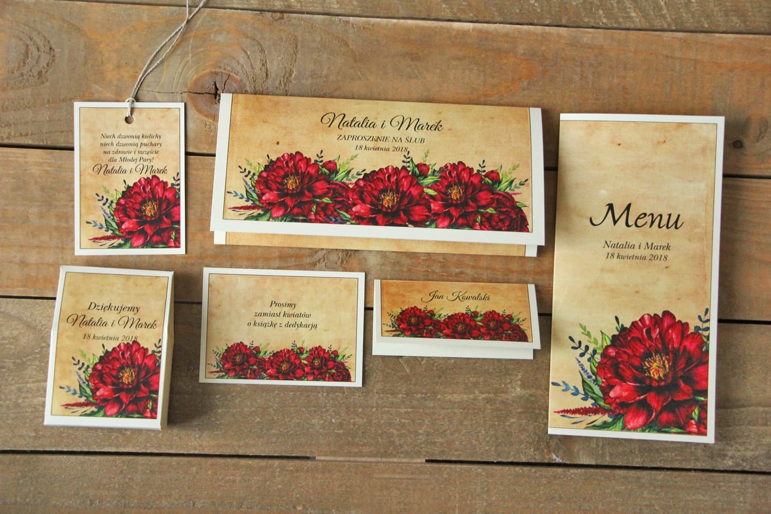 Muestras de Invitaciones de Boda Rústicas con Peonías | Set de Muestras Papelería Nupcial | Karmelowe nº 6