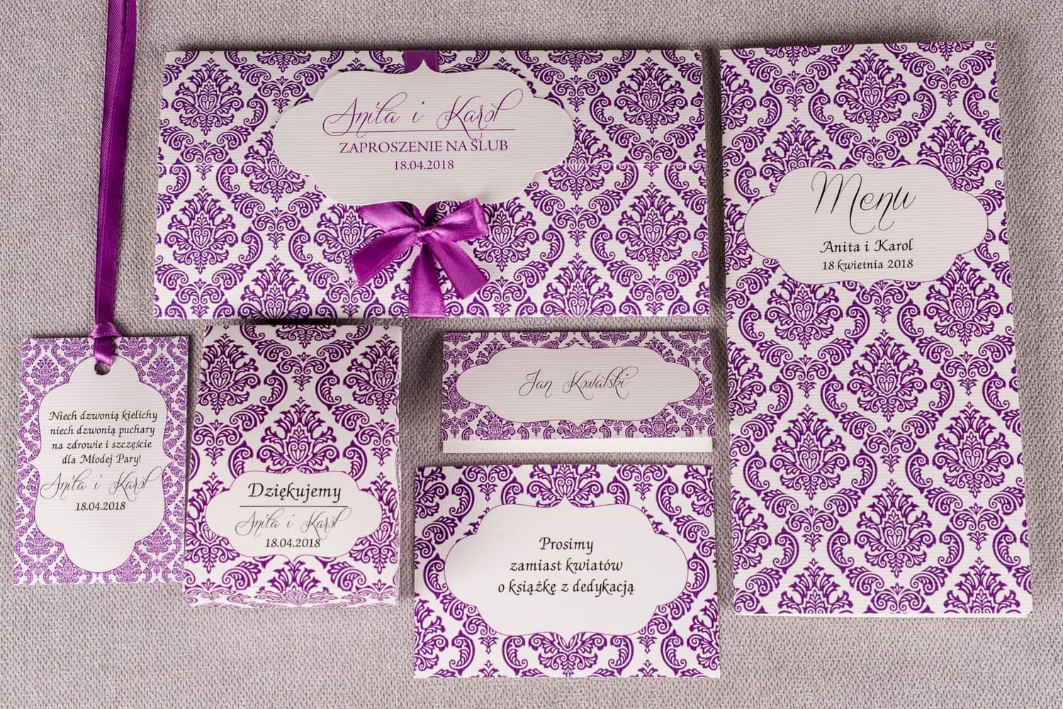 Muestras de Invitaciones Ornamentos Violetas | Set de Muestras con Vale | Madras n.º 8