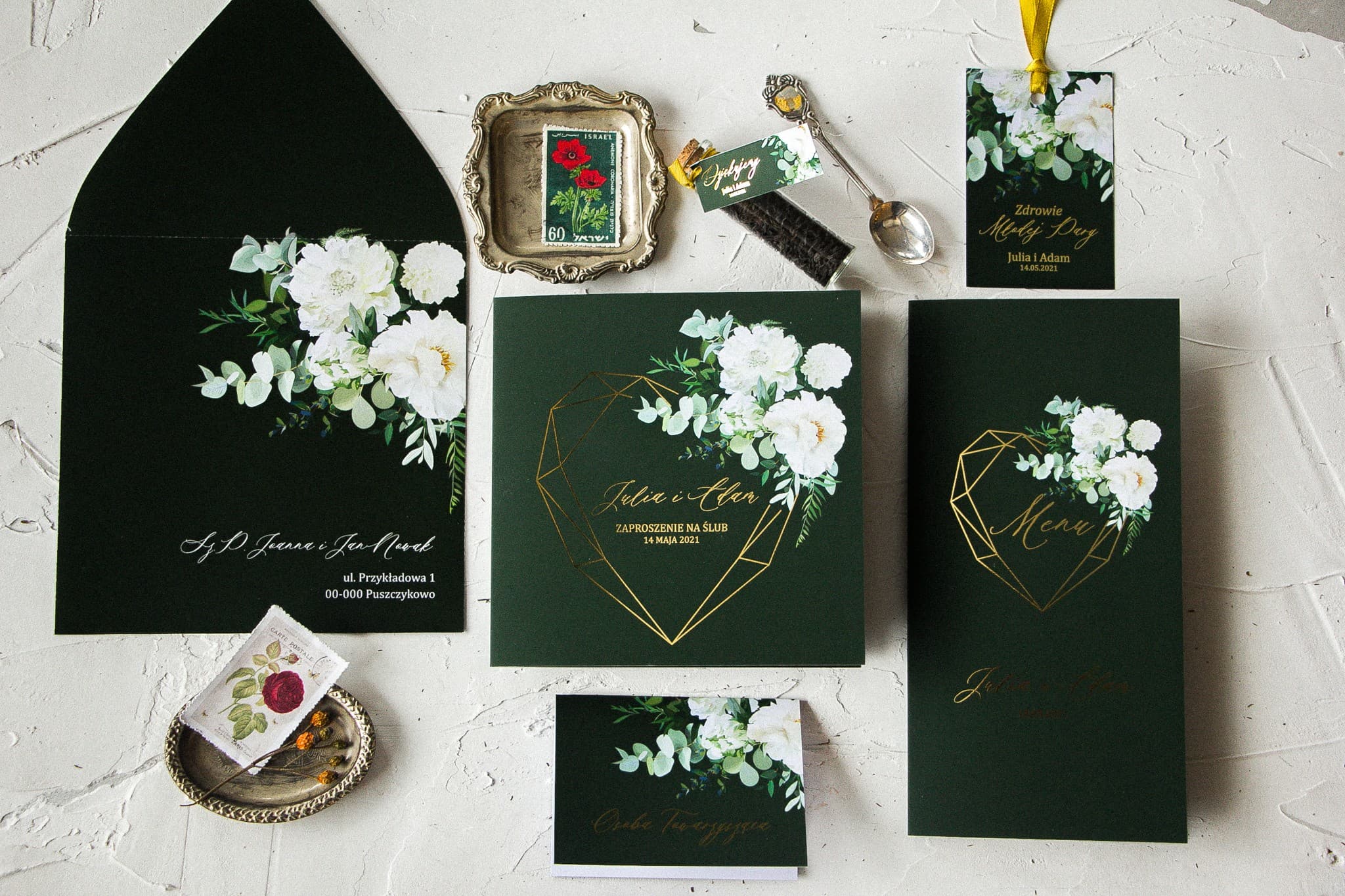 Set de Muestras de Papelería: Invitaciones, Marcasitios, Menú | Muestras de Invitaciones de Boda | Szafirowe nº 6