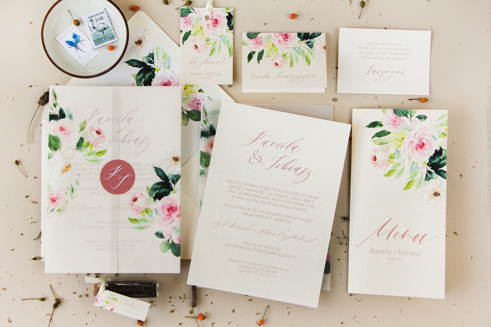 Muster Hochzeitseinladungen mit rosa Pfingstrosen – Opal Nr. 8