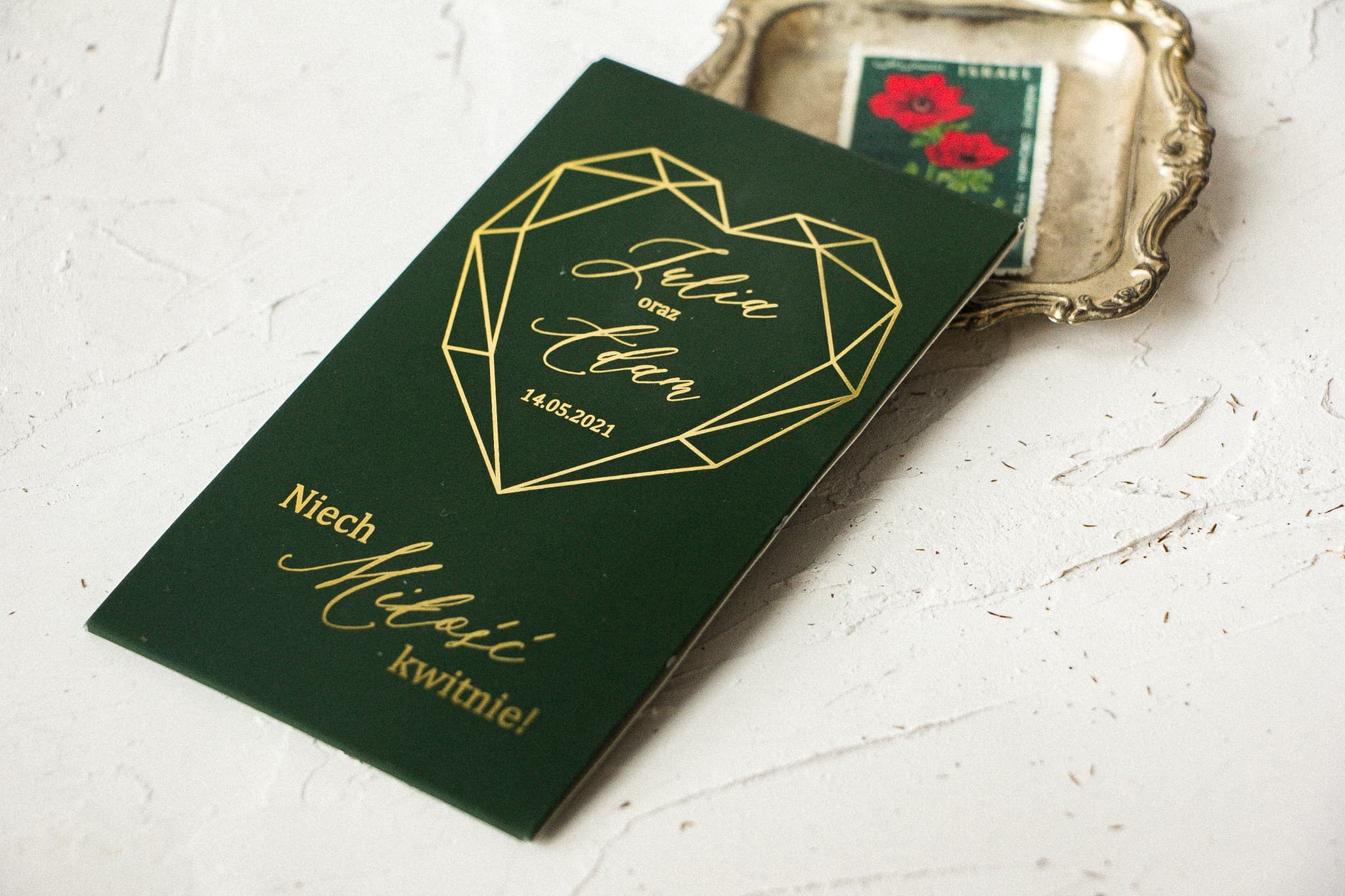 Podziękowania dla gości nasiona niezapominajki w eleganckiej złoconej torebce Szafirowe nr 6