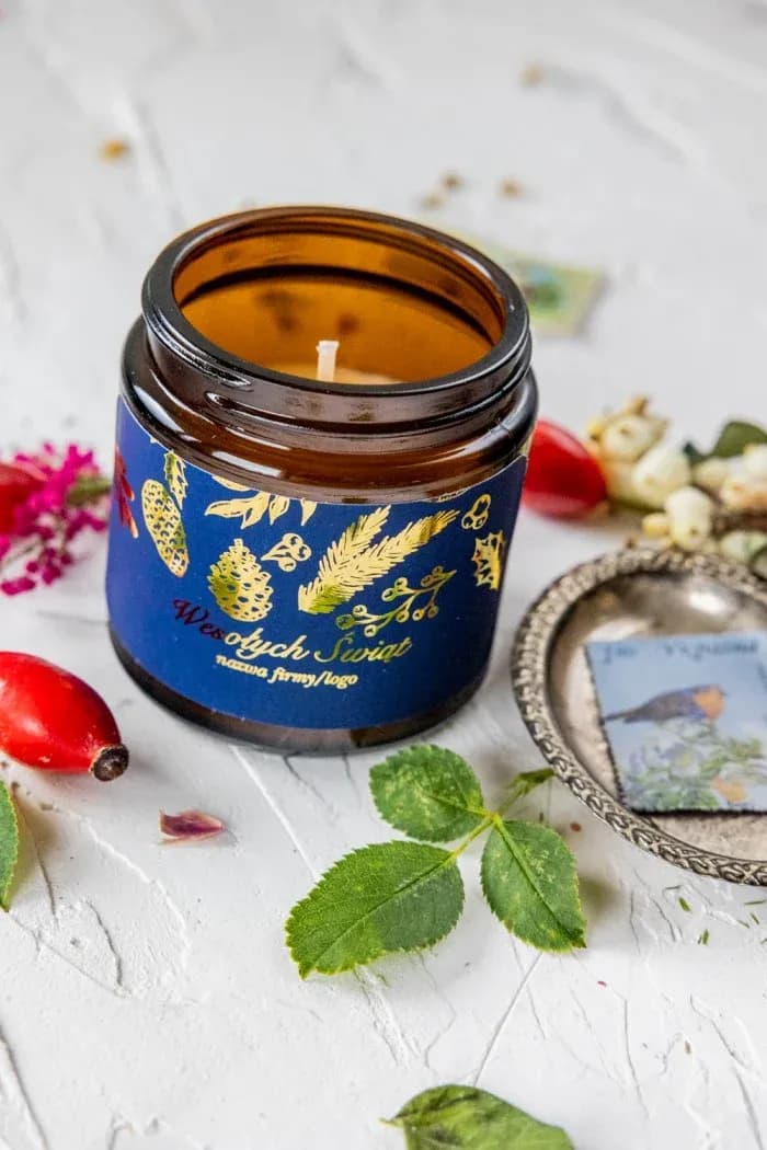 Soy Candle with Company Logo, Gold Foiled Label | Corporate Christmas Gifts | SE10