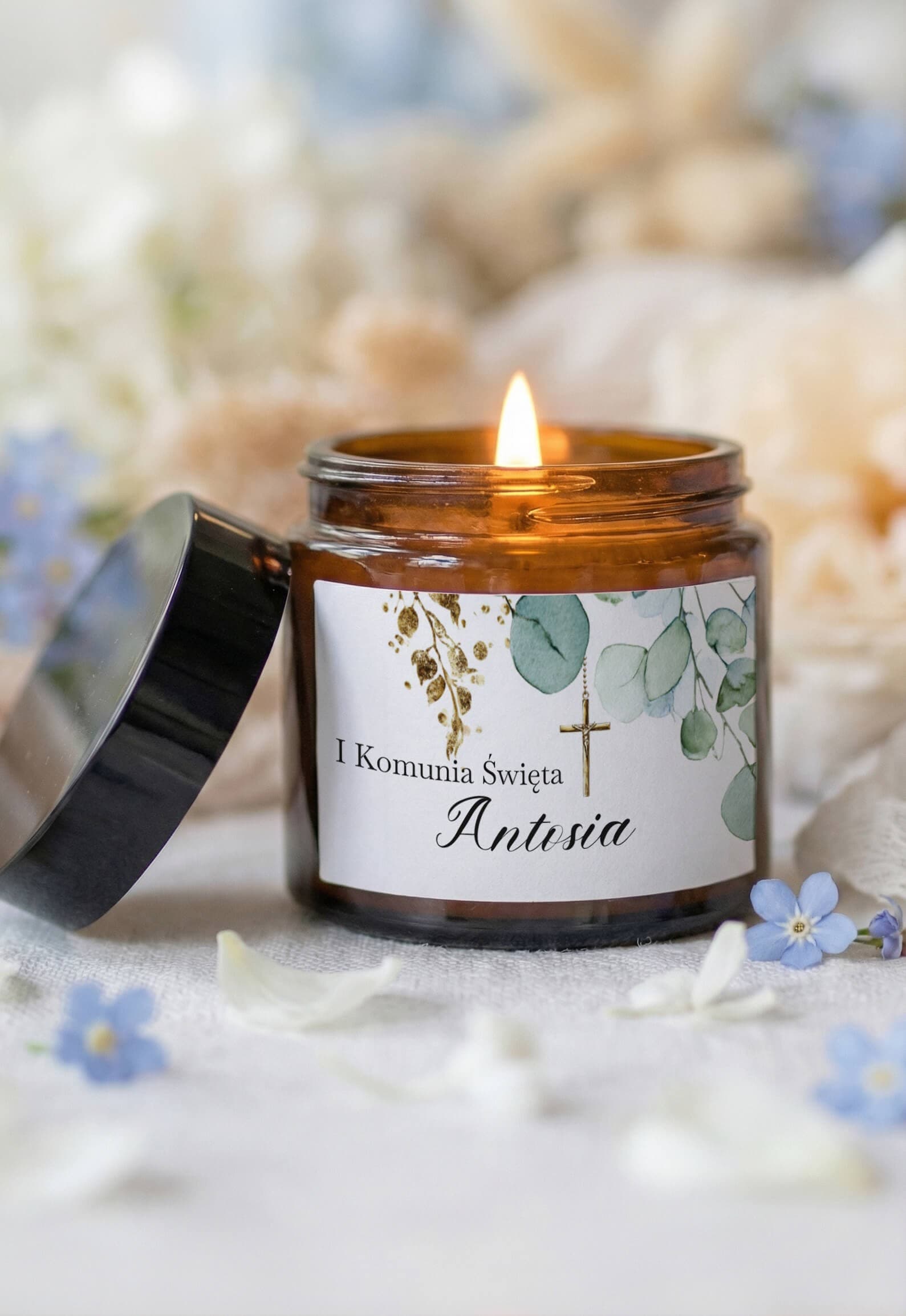 Lukrecja Design 2 Soy Candle in Glass – Eucalyptus Communion Favour