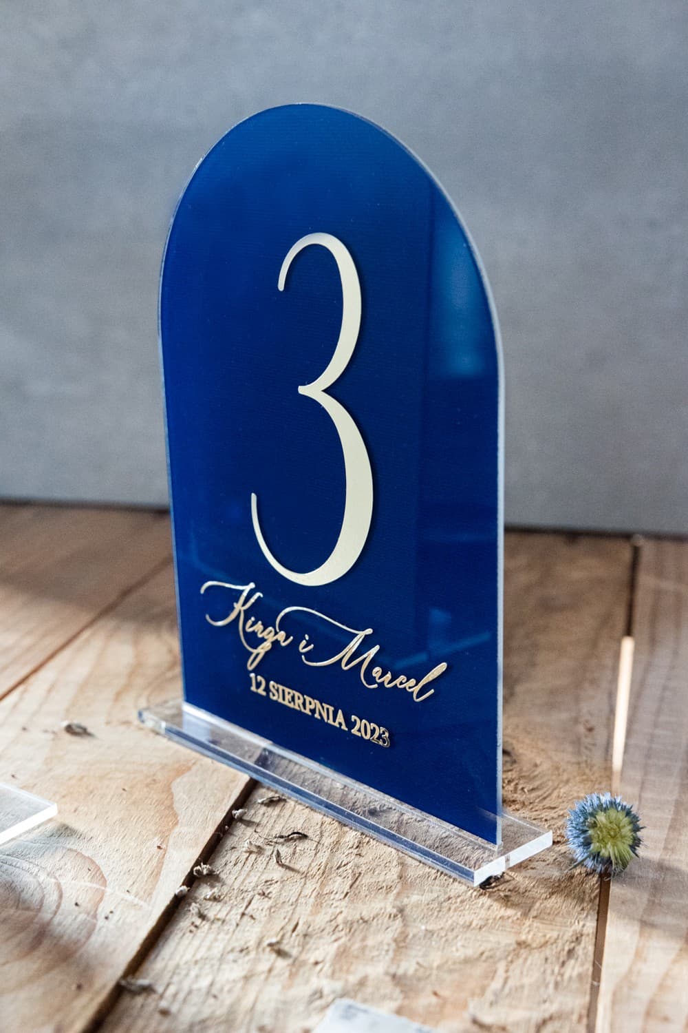 Navy Blue Acrylic Table Numbers Gold Foiled | Wedding Table Numbering, Table Signs | Dalia No. 5