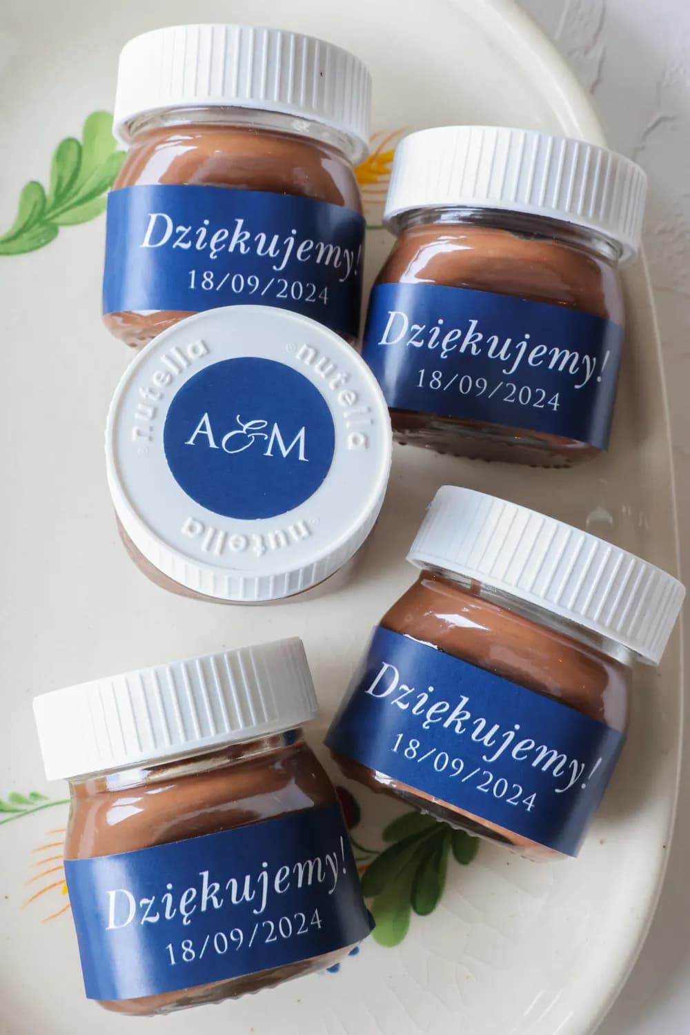 Navy Monogram Mini Nutella | Sweet Wedding Favours | Kraft No. 7