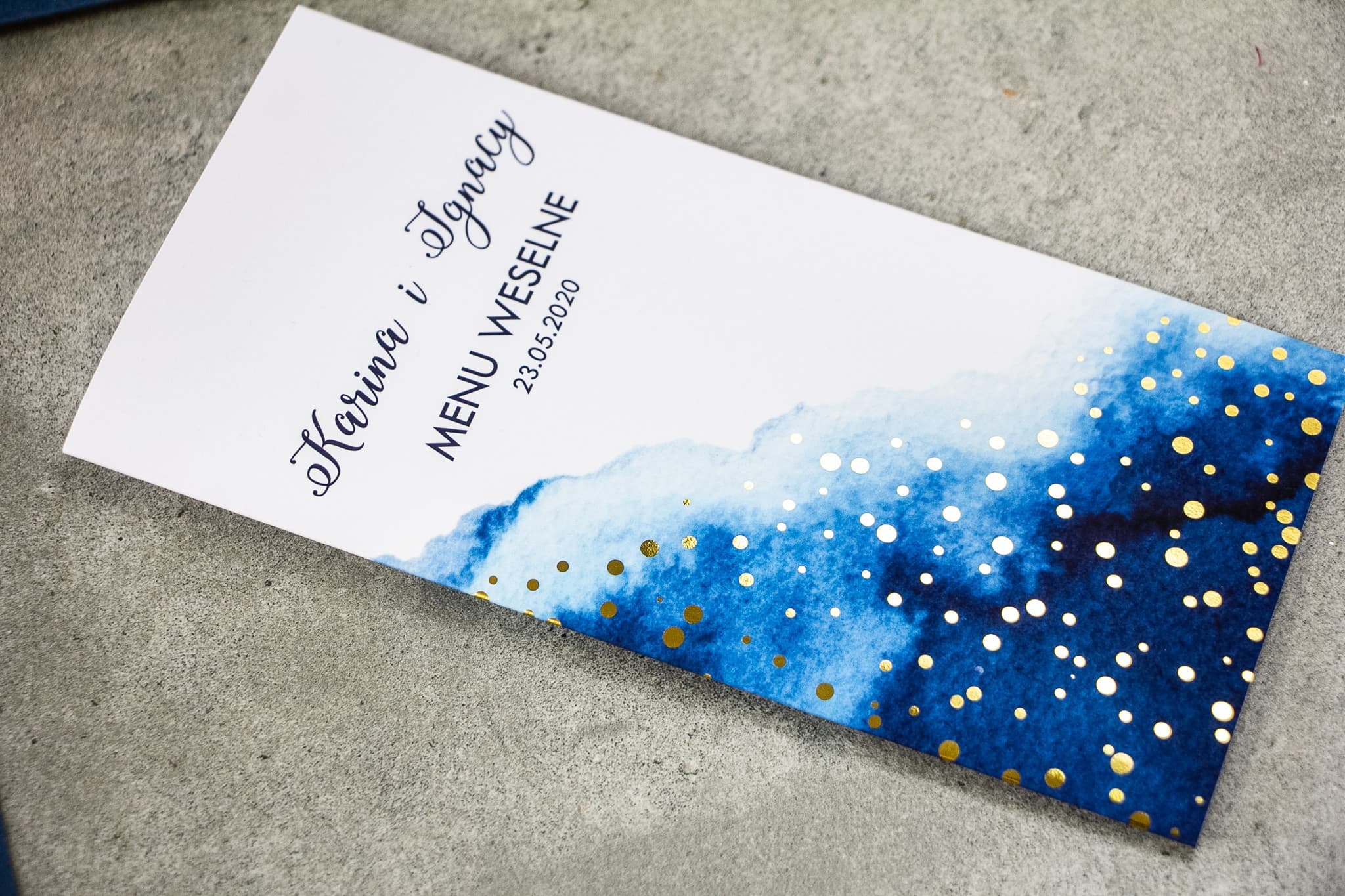 Navy Blue Wedding Menu with Gold Accents | Exclusive Table Decorations | Bakarto No. 1