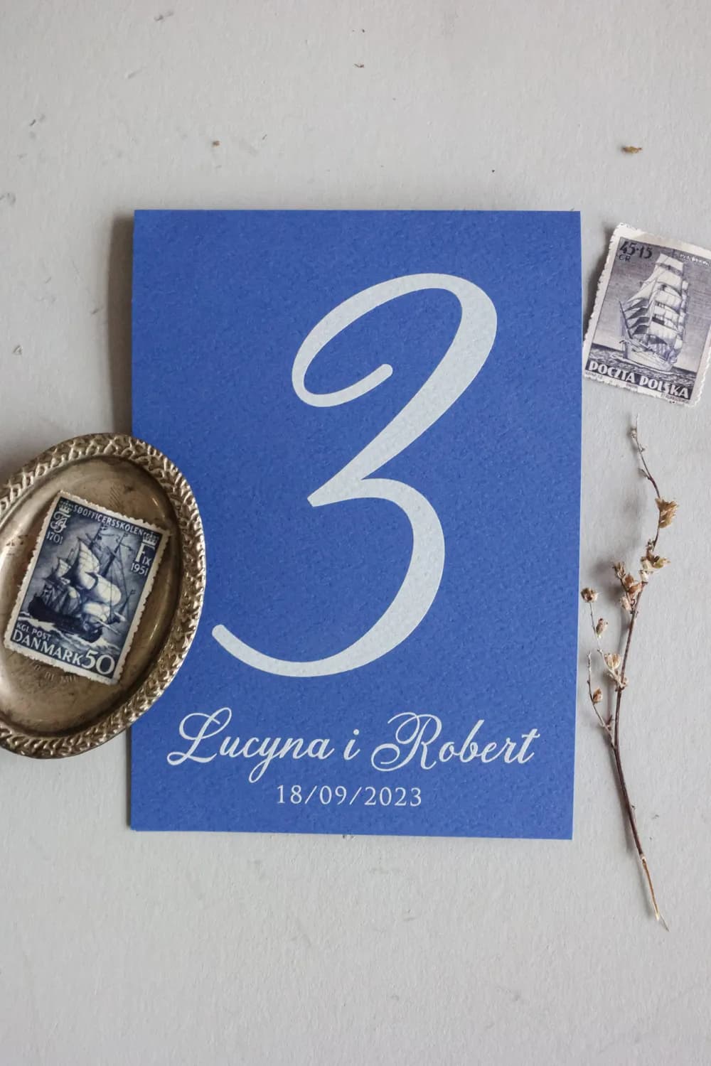 Navy Blue Wedding Table Numbers with White Print | Elegant Table Stationery | Kraft No. 7