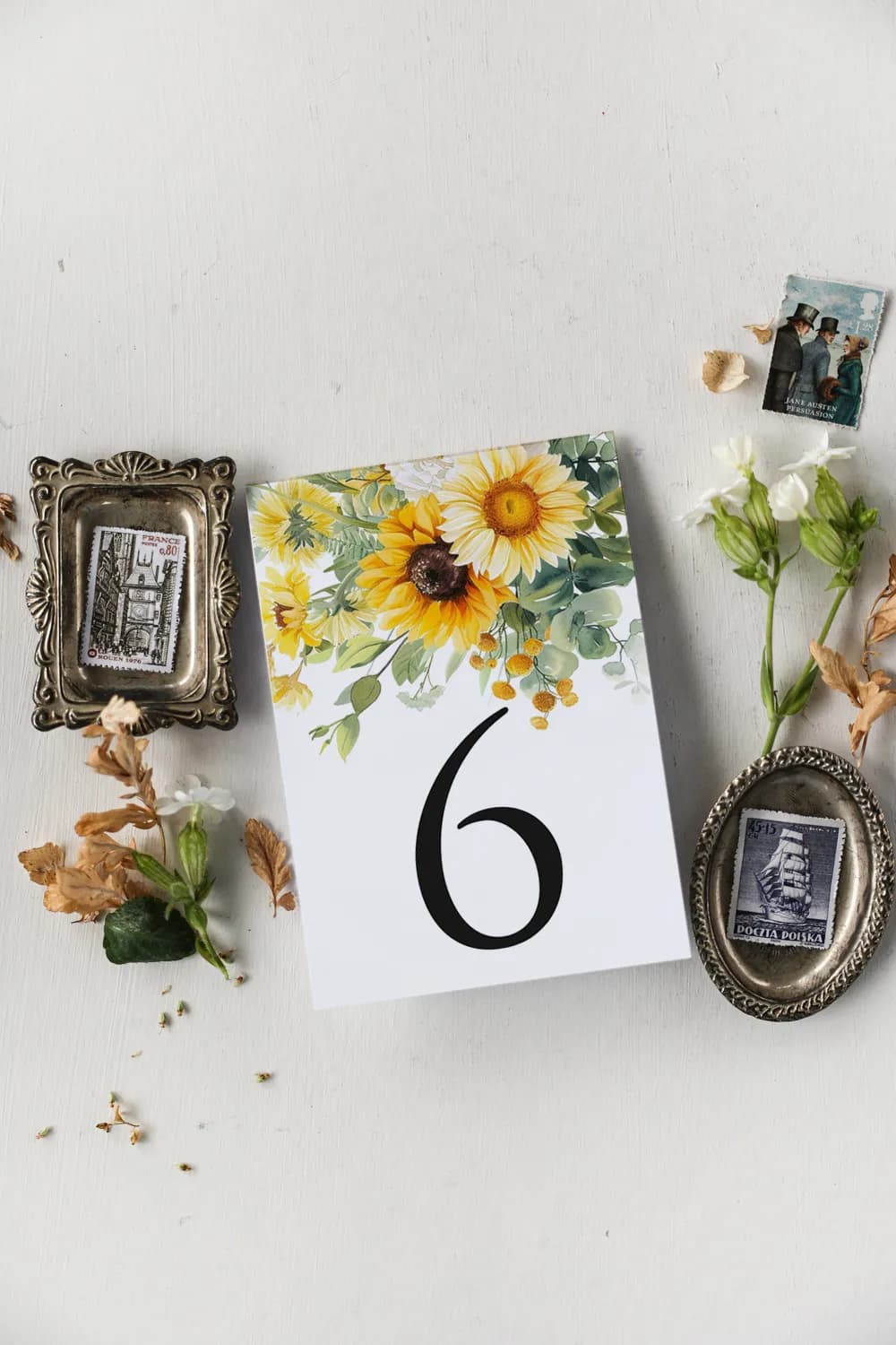 Numeri Tavolo Matrimonio Girasoli | Numeri in Piedi Rustici | Impresja n. 5