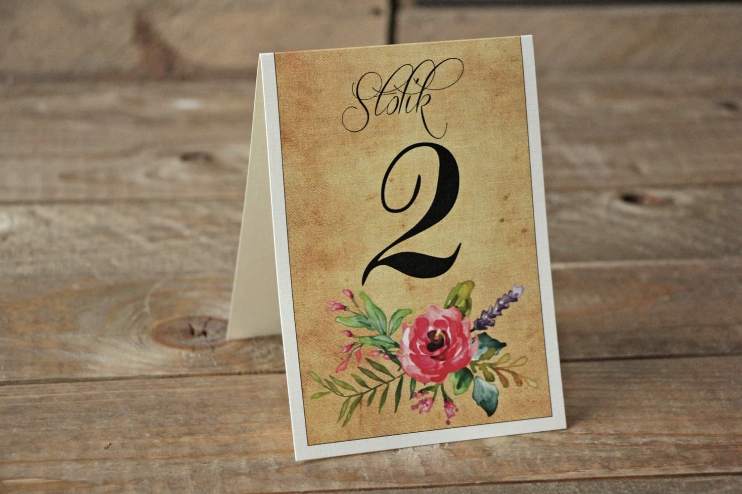 Numeri Rustici per Tavoli con Fiori Boho Rosa | Numeri per Tavoli Matrimoniali | Caramello n. 1