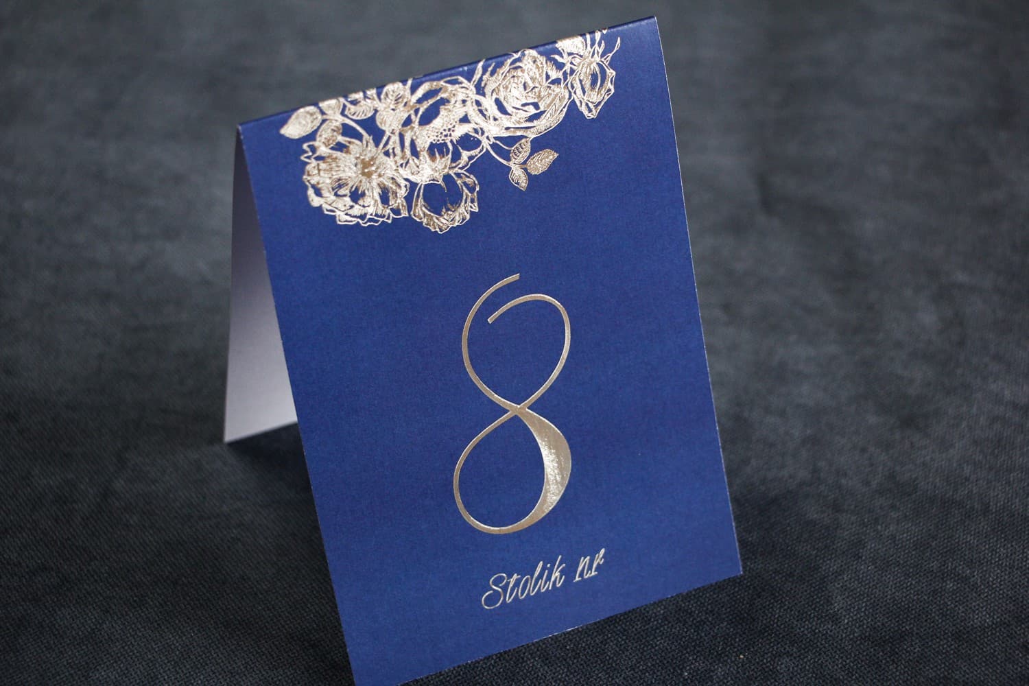 Números de Mesa de Boda Azul Marino con Plateado | Meseros Glamour | Mikado nº 1