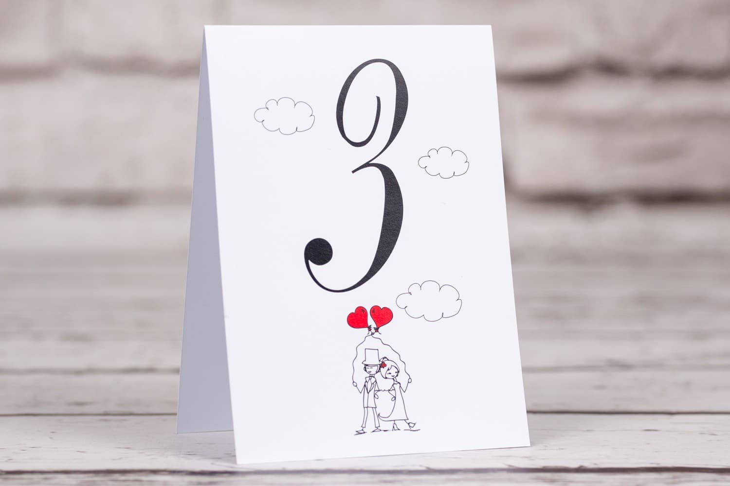 Divertidos Números de Mesa Ilustrados con Novios | Números de Boda Autoportantes | Bueno nº 6