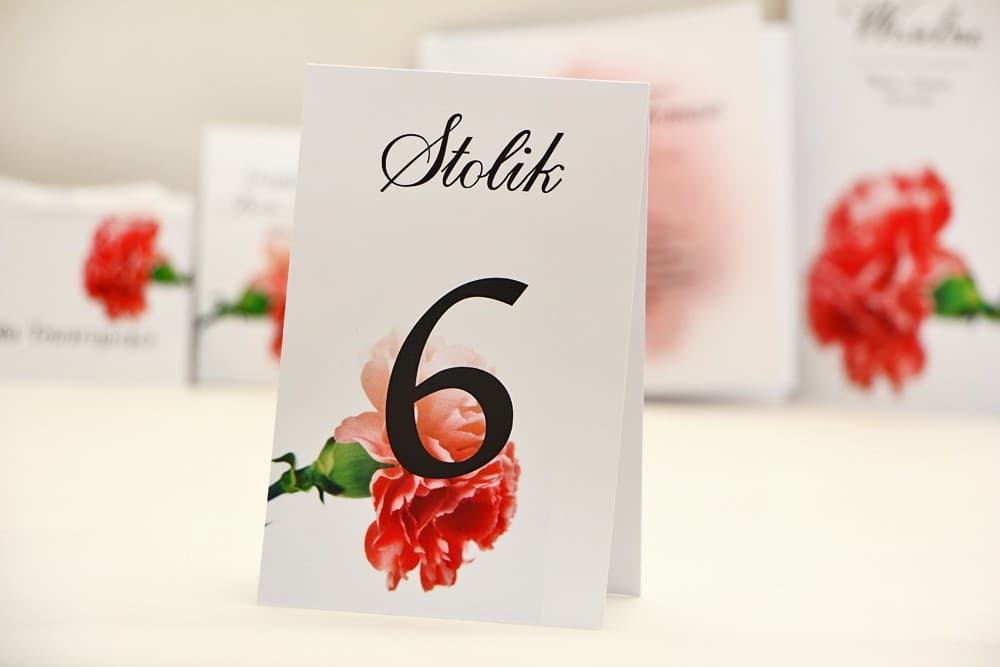 Numéros de Table Élégants Œillets Roses | Numérotation de Table Mariage | Elegant n° 10