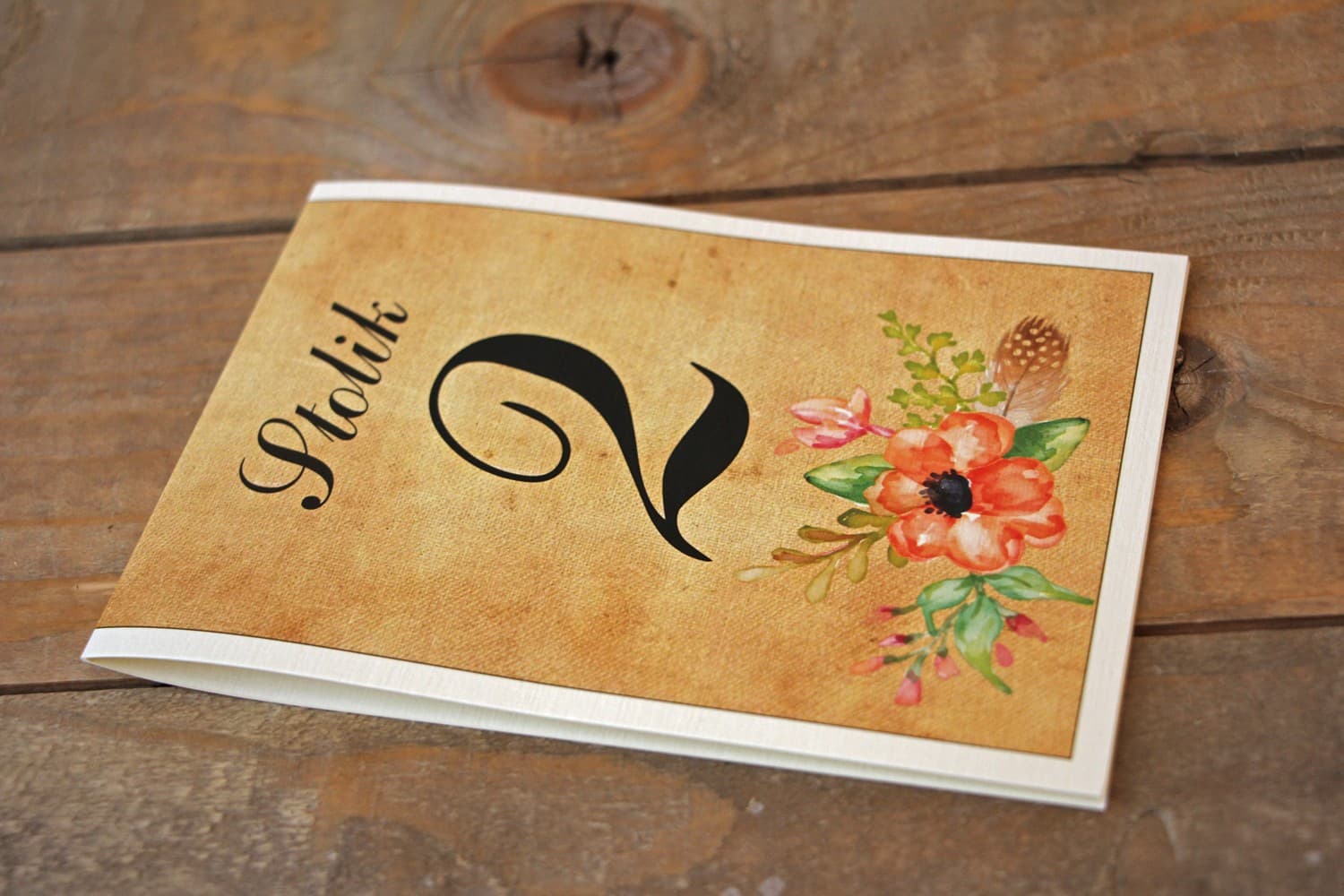 Numéros de table de mariage Boho Fleurs | Numérotation rustique tons caramel | Caramel n° 4