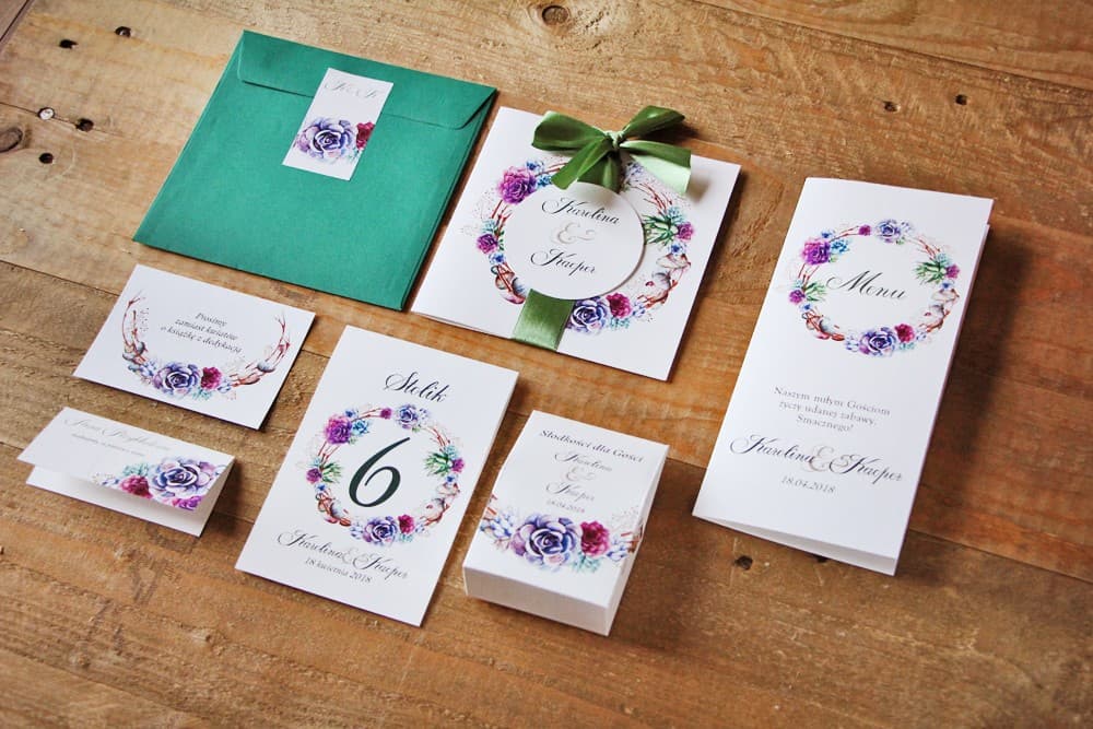 Partecipazioni di nozze con motivo succulente e busta verde Set cancelleria per matrimonio succulente Acquerelli n. 1 busta verde Amelia Wedding