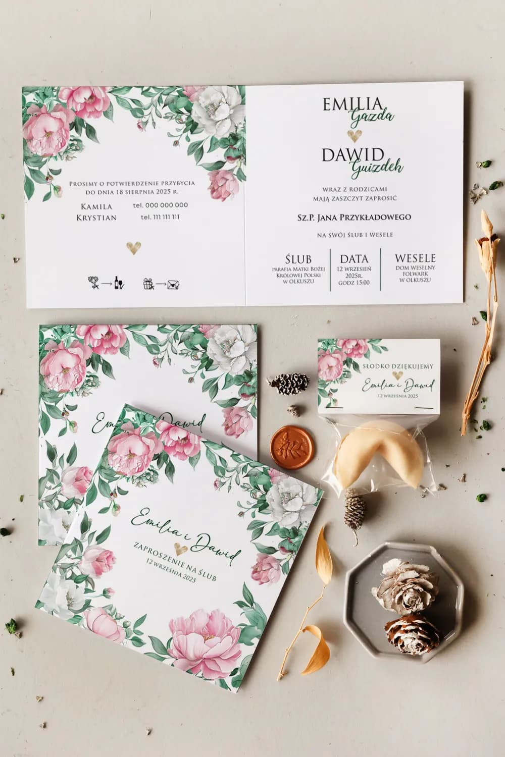 Invitación de Boda Cejla nº 4 – Estilo Romántico con Peonía en Acuarela