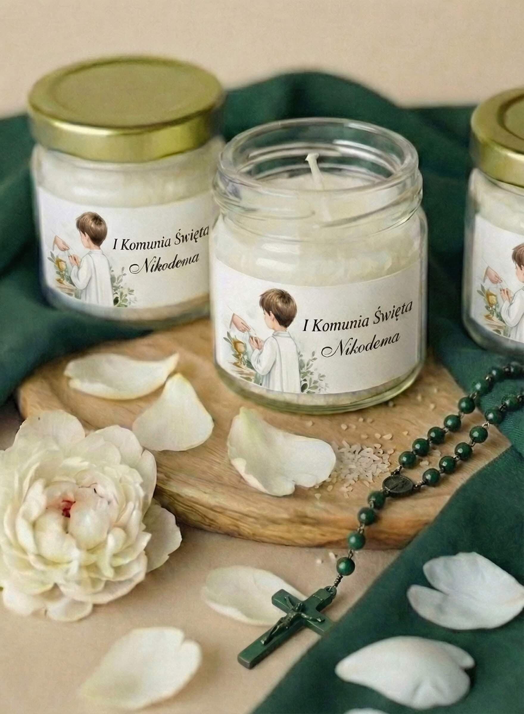 Matylda No. 18 Soy Candle – Boy Illustration First Communion Favour