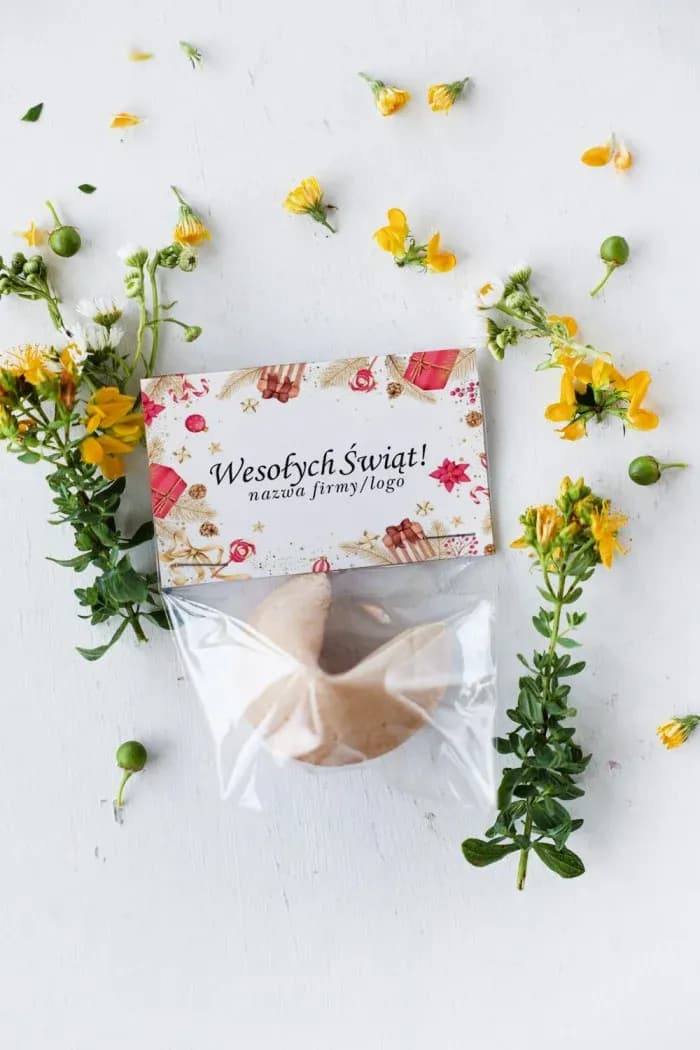 Festive Fortune Cookie with Company Logo, Gift Motif | Promotional Sweets, Business Gifts | CZW12